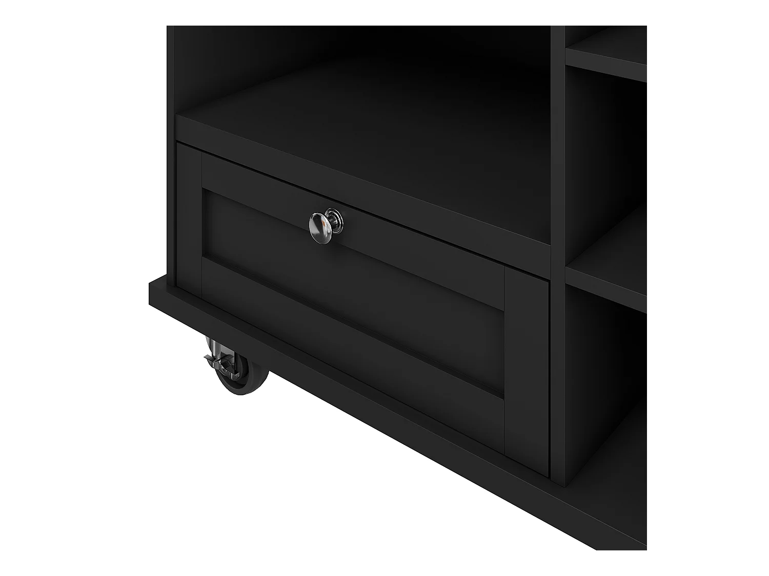 Desserte de cuisine noir - Desserte de cuisine avec 2 tiroirs et 1 porte - rangement ouvert et porte-serviettes - deux modes d'utilisation