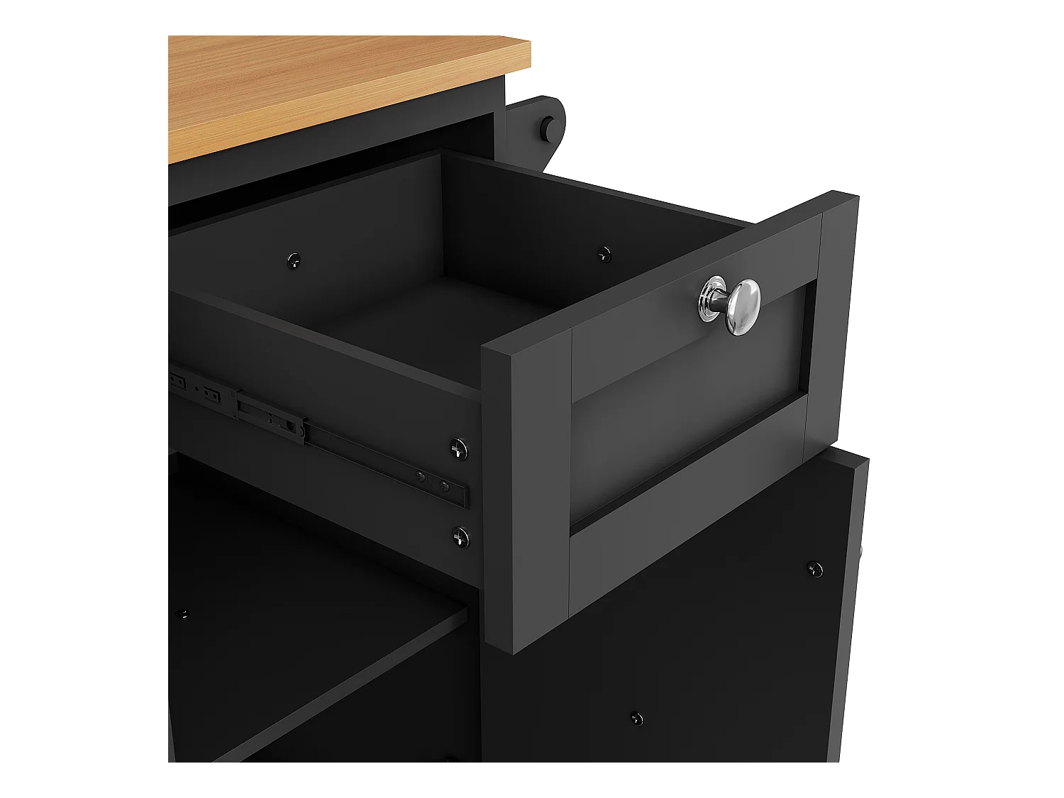 Desserte de cuisine noir - Desserte de cuisine avec 2 tiroirs et 1 porte - rangement ouvert et porte-serviettes - deux modes d'utilisation