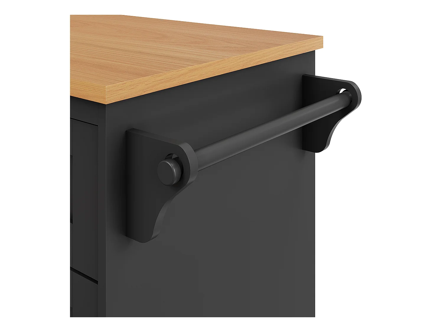 Desserte de cuisine noir - Desserte de cuisine avec 2 tiroirs et 1 porte - rangement ouvert et porte-serviettes - deux modes d'utilisation