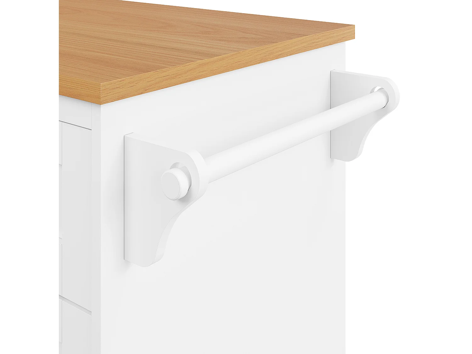 Desserte de cuisine blanche - Desserte de cuisine avec 2 tiroirs et 1 porte - rangement ouvert et porte-serviettes - deux modes d'utilisation