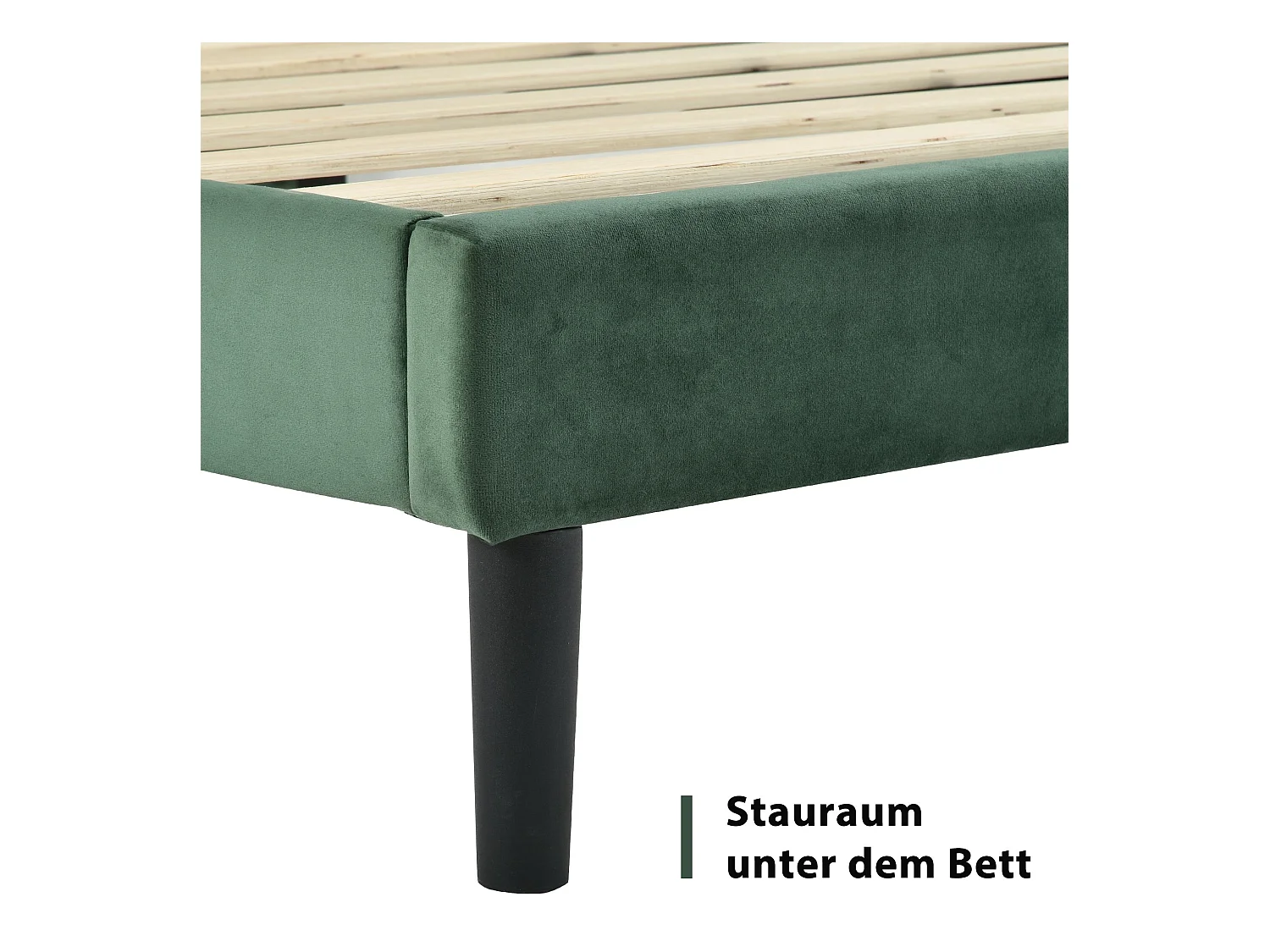 Lit enfant 90 x 200 cm - Lit simple avec sommier à lattes et tête de lit - velours vert - sans matelas