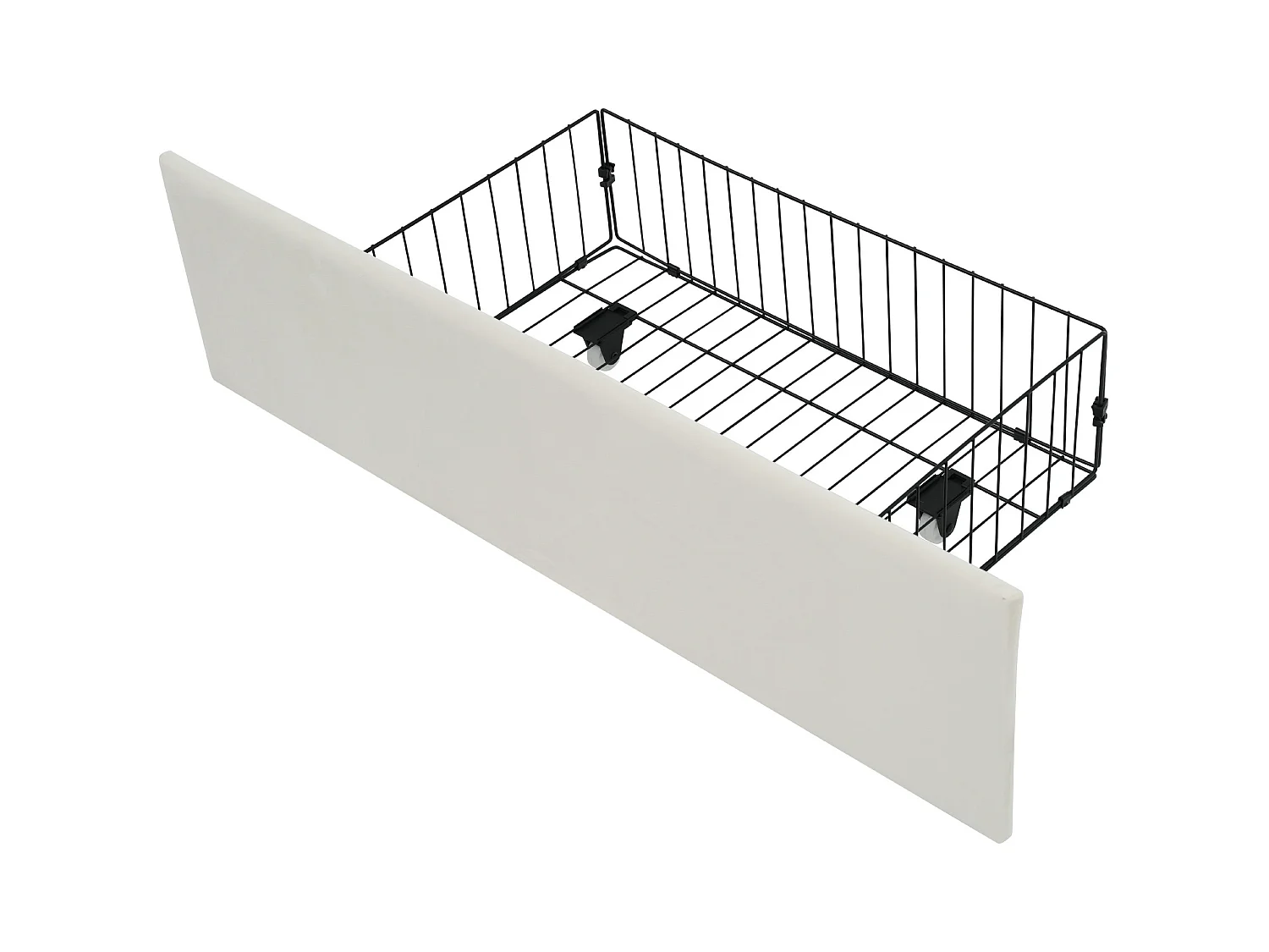 Lit enfant 90x200 cm - Lit simple avec LED et recharge USB - 2 tiroirs - velours blanc - sans matelas