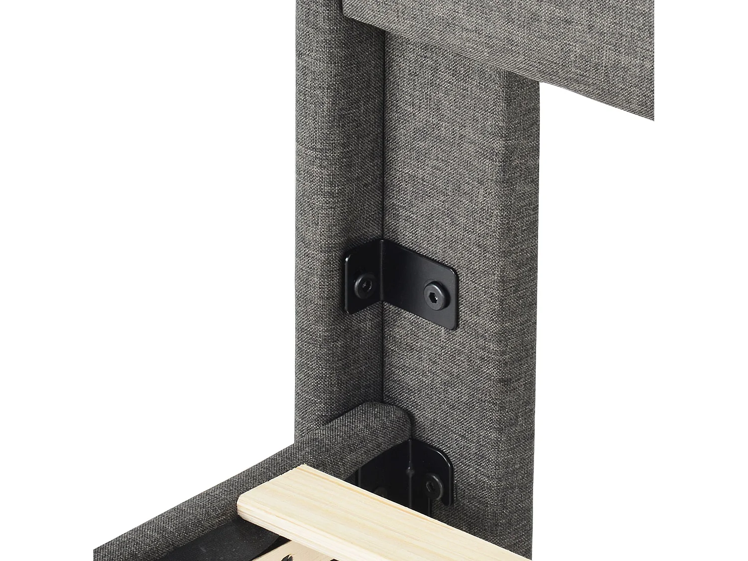 Cama de criança 90 x 200 cm - Cama individual com Estrado e cabeceira de ripas - linho cinza - sem colchão