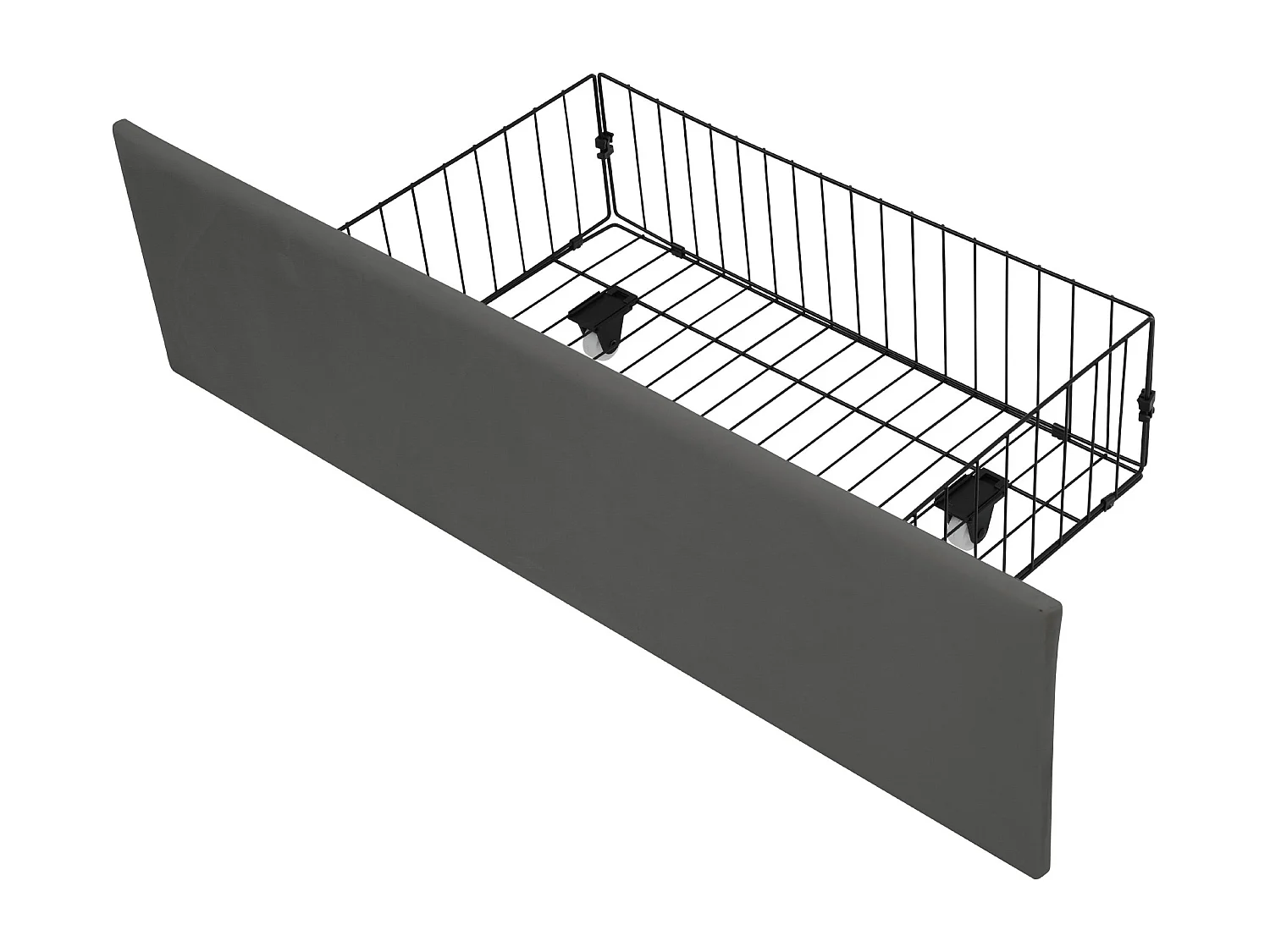 Lit adulte 160x200 cm - Lit double  avec USB et éclairage LED - 4 tiroirs - velours gris - sans matelas