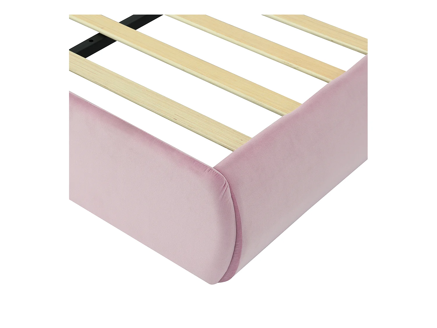 Einzelbett 90x200 cm - Kinderbett mit zwei Stauraumbänken und warmer Lichtleiste - rosa samt - ohne matratze