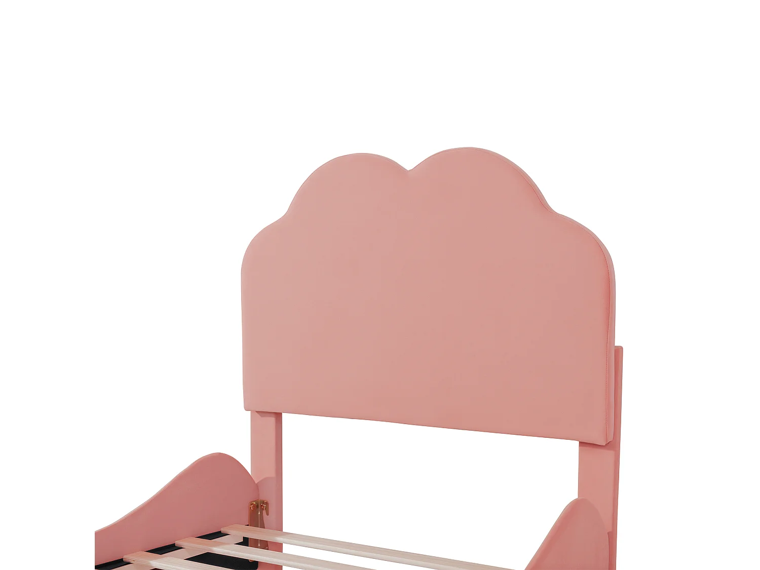 Cama infantil 90 x 200 cm - Cama de solteiro com cabeceira em forma de nuvem e barras de segurança - veludo rosa