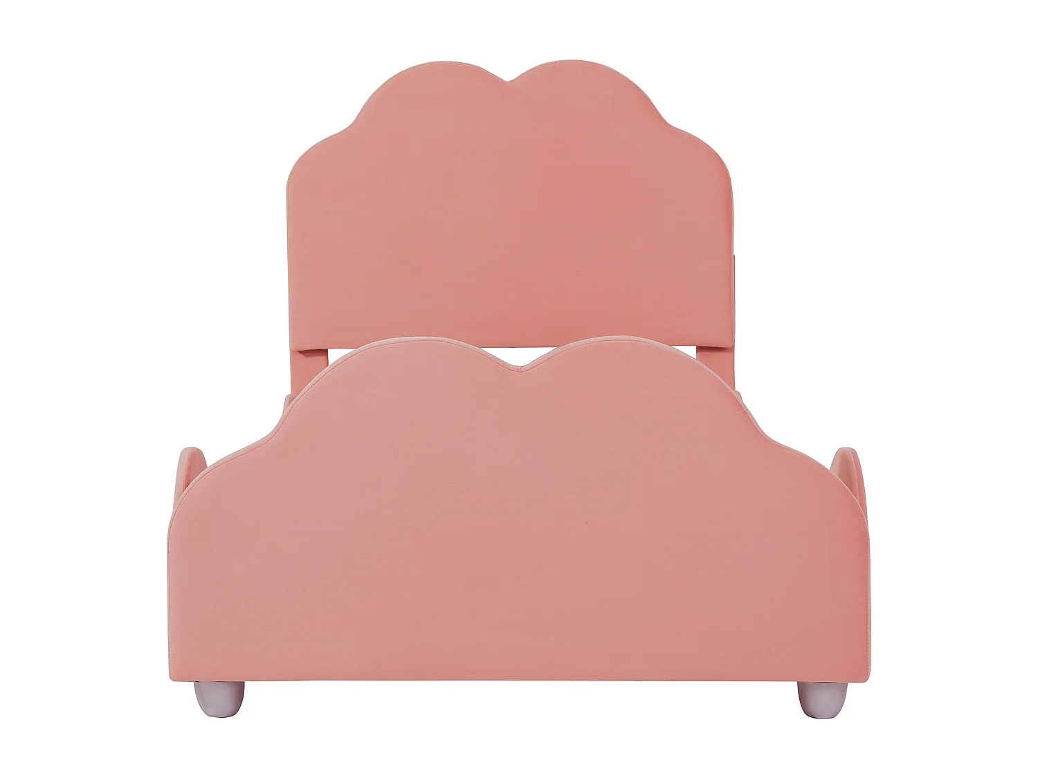 Cama infantil 90 x 200 cm - Cama de solteiro com cabeceira em forma de nuvem e barras de segurança - veludo rosa