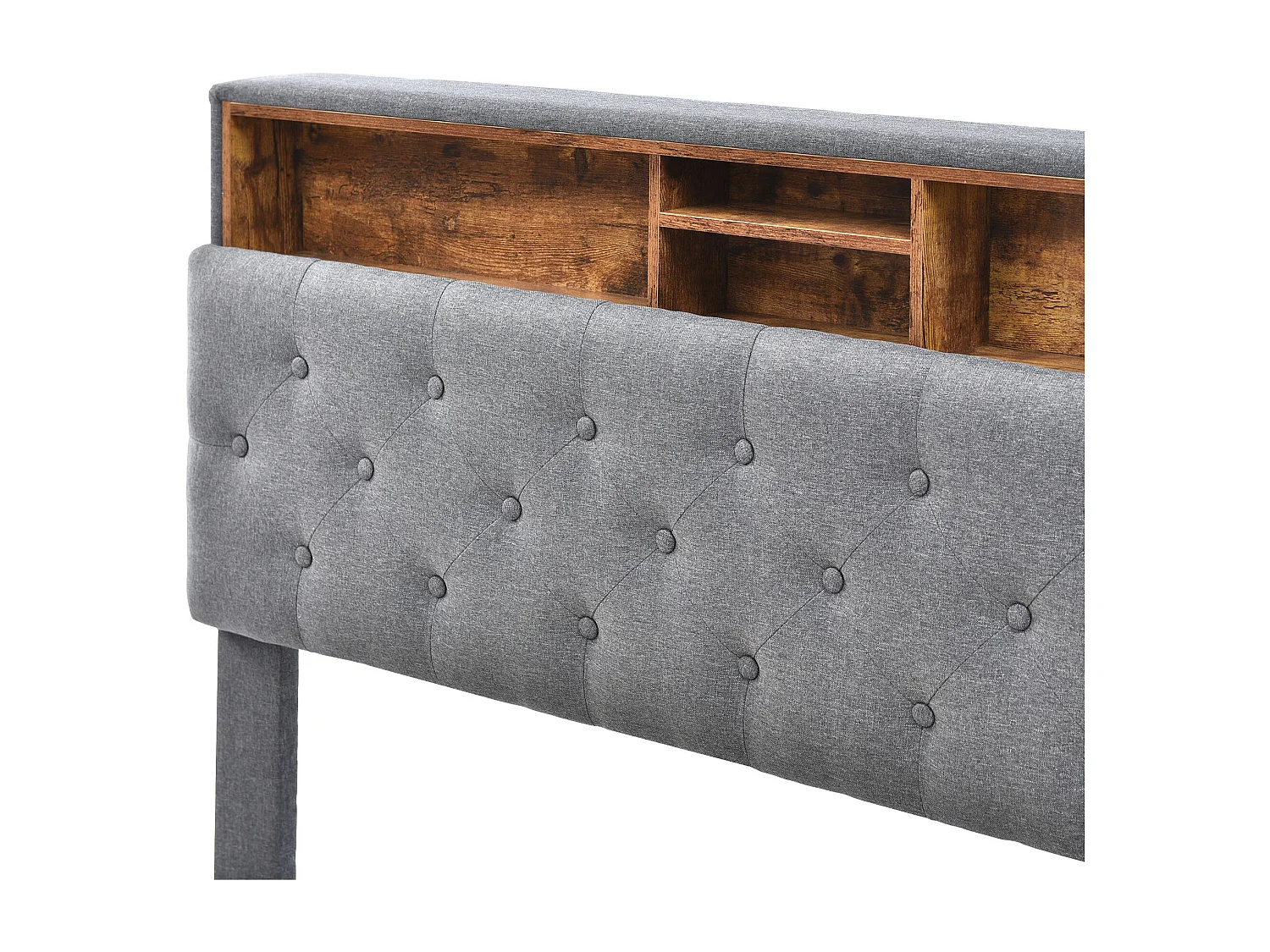 Erwachsenenbett 140x200 cm - Doppelbett mit USB-Ladekopfteil und Stauraum - grau - ohne matratze