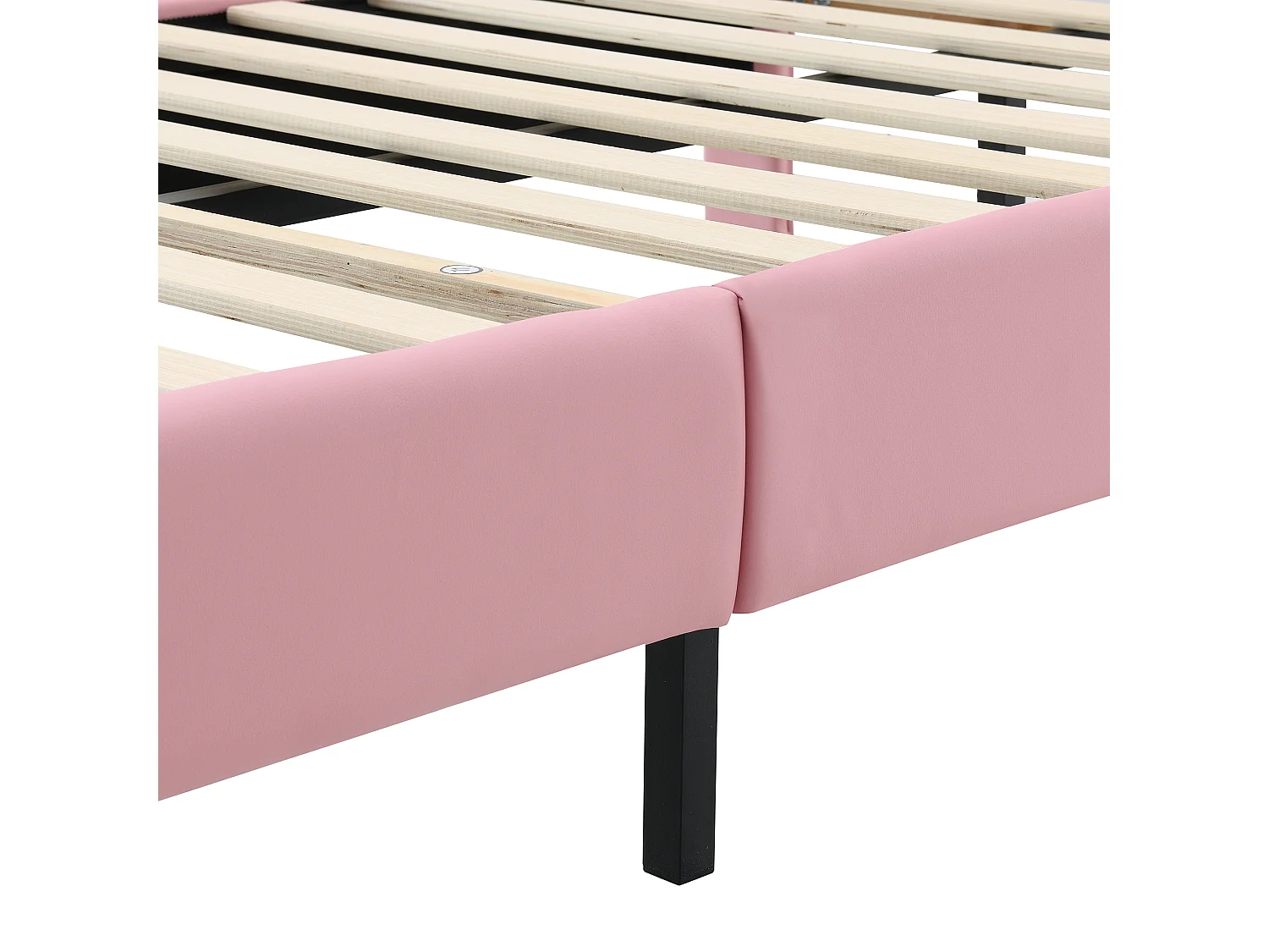 Cama infantil 90x200 cm - Cama tapizada con tira de luz LED - cabecero de pajarita - PU rosa - sin colchón