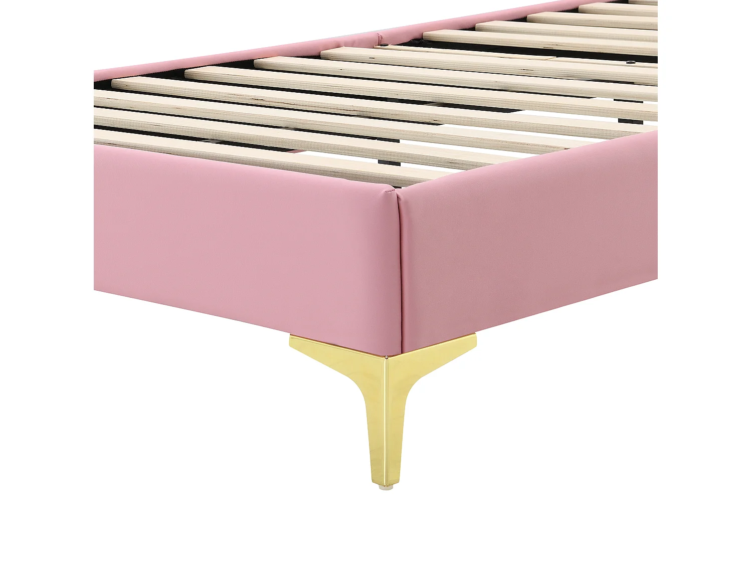 Cama infantil 90x200 cm - Cama tapizada con tira de luz LED - cabecero de pajarita - PU rosa - sin colchón