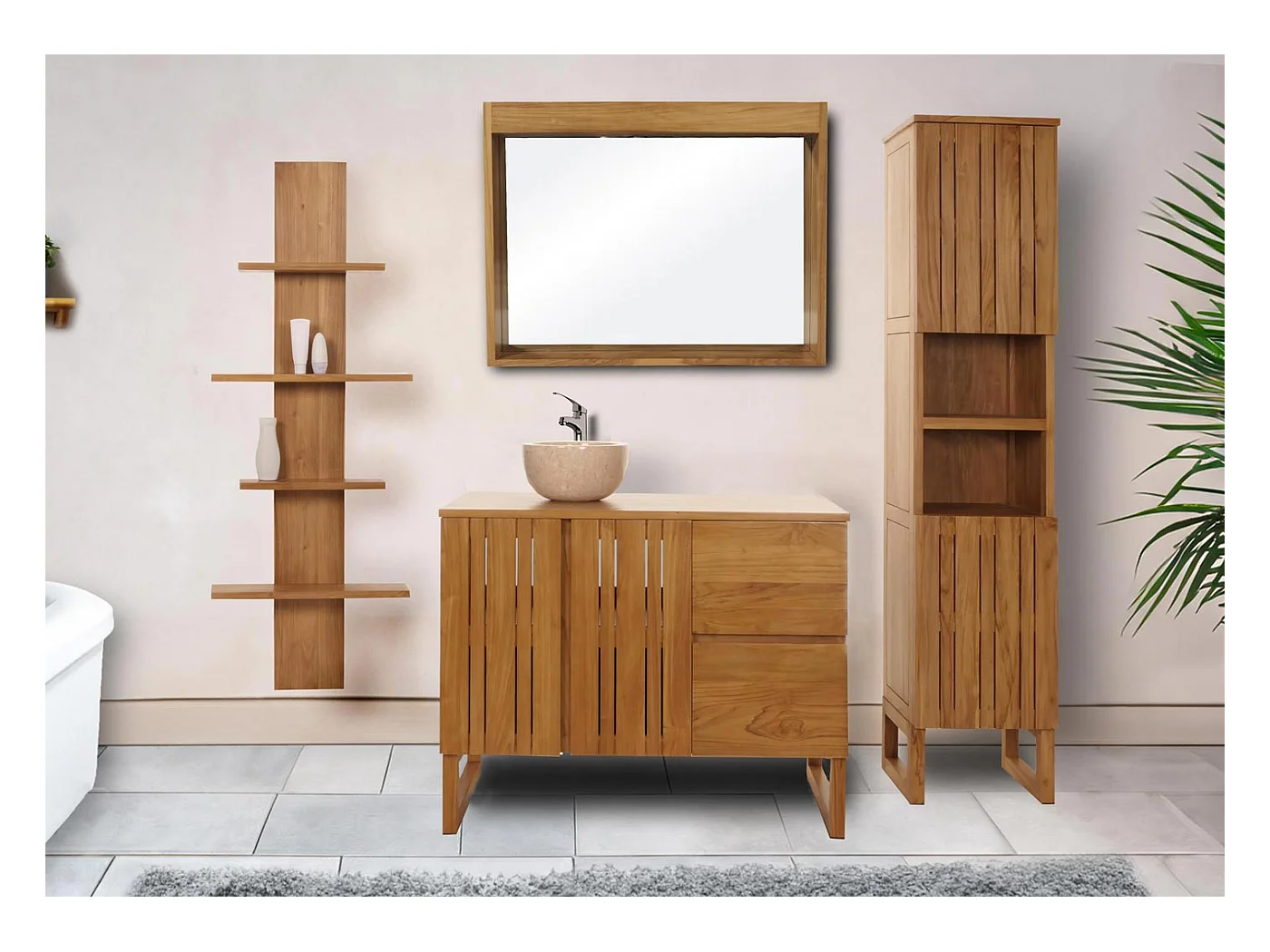 Teakhouten hoge kast MCW-M72