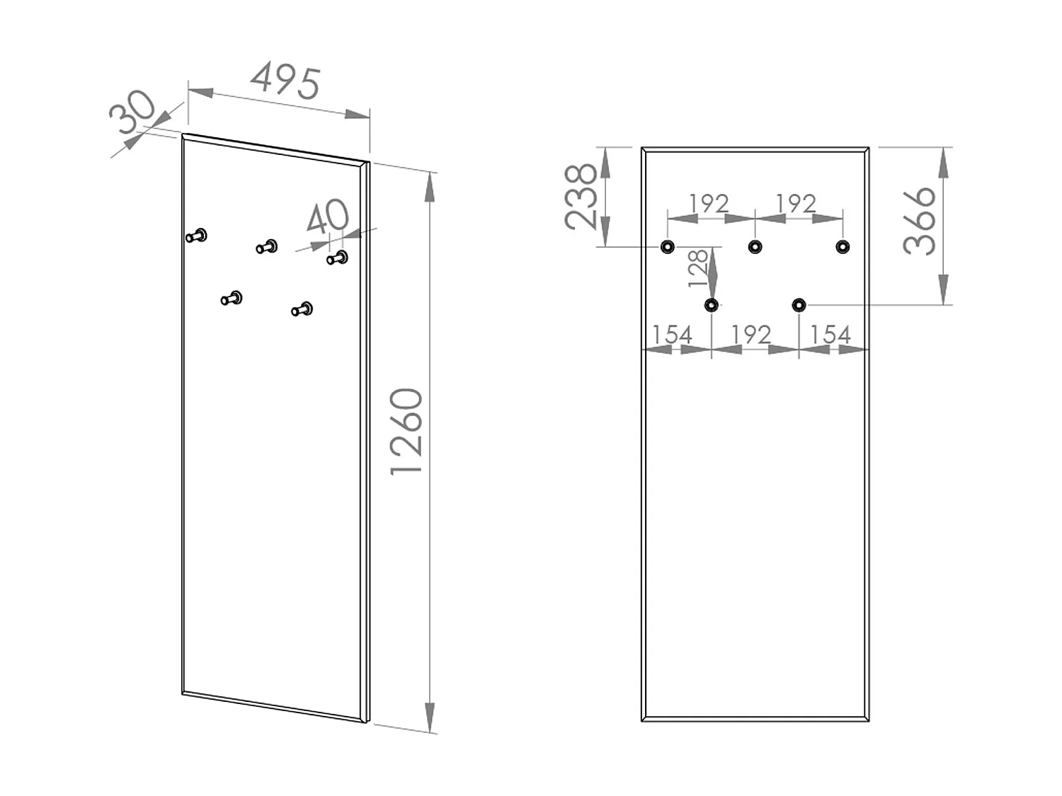 GARDEROBENSCHRANK Caro schwarz 50 / 3 / 126cm