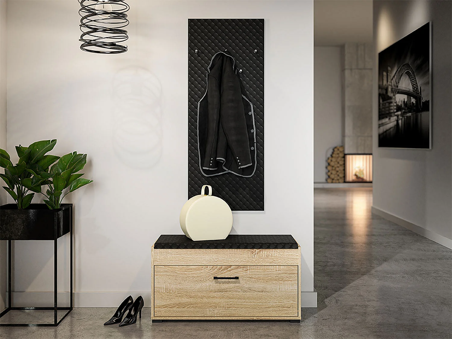 GARDEROBENSCHRANK Caro schwarz 50 / 3 / 126cm