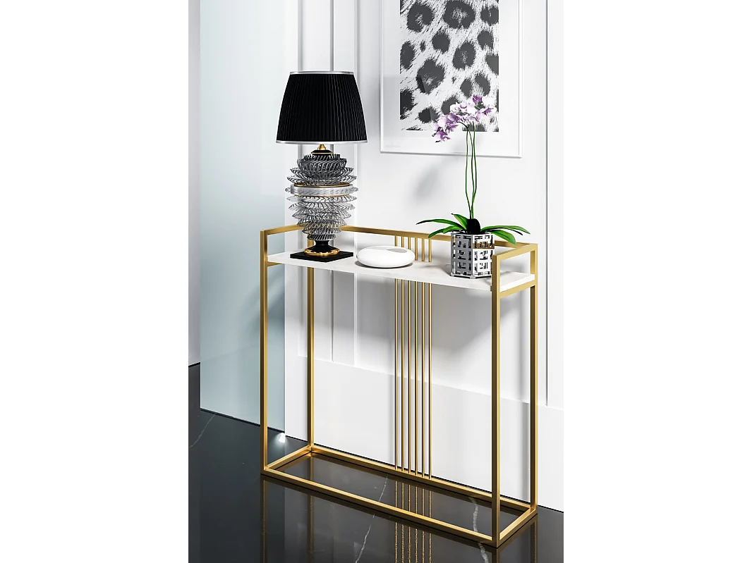 KONSOLENTISCH Beso Bianco Marmor / Gold 100 / 30 / 90cm