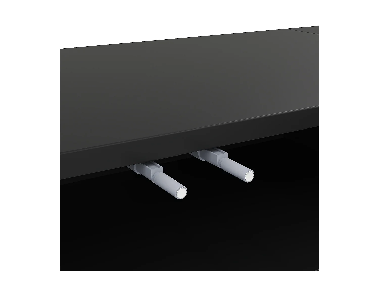 Meuble TV élégant - Meuble TV noir avec 4 portes texturées - pieds ronds dorés - pour salon et chambre