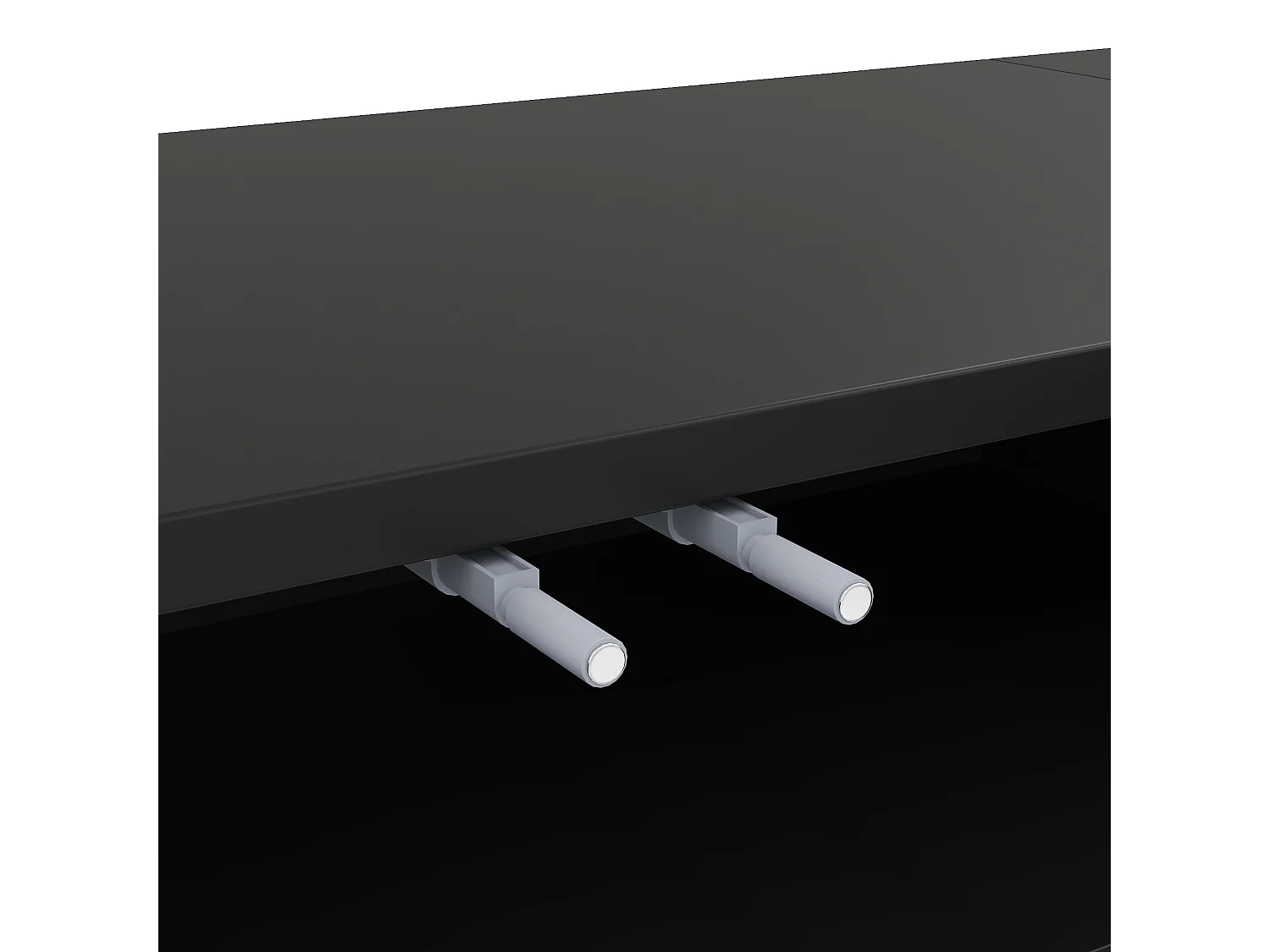 Meuble TV élégant - Meuble TV noir avec 4 portes texturées - pieds ronds dorés - pour salon et chambre