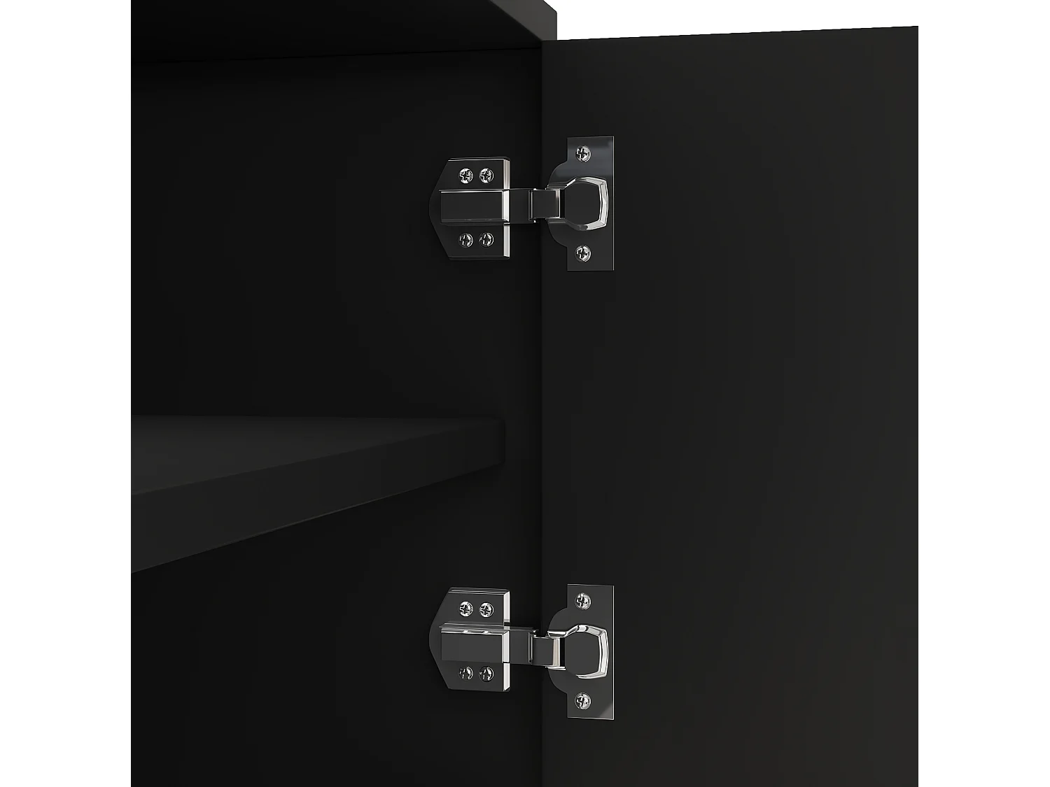 Meuble TV élégant - Meuble TV noir avec 4 portes texturées - pieds ronds dorés - pour salon et chambre