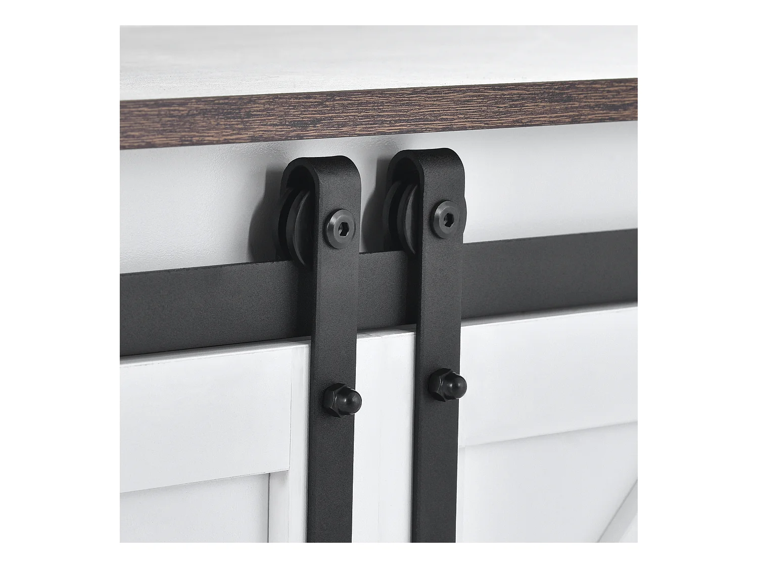 Meuble TV moderne - Meuble TV blanc avec 2 portes coulissantes et étagères réglables - pour salon et salle à manger