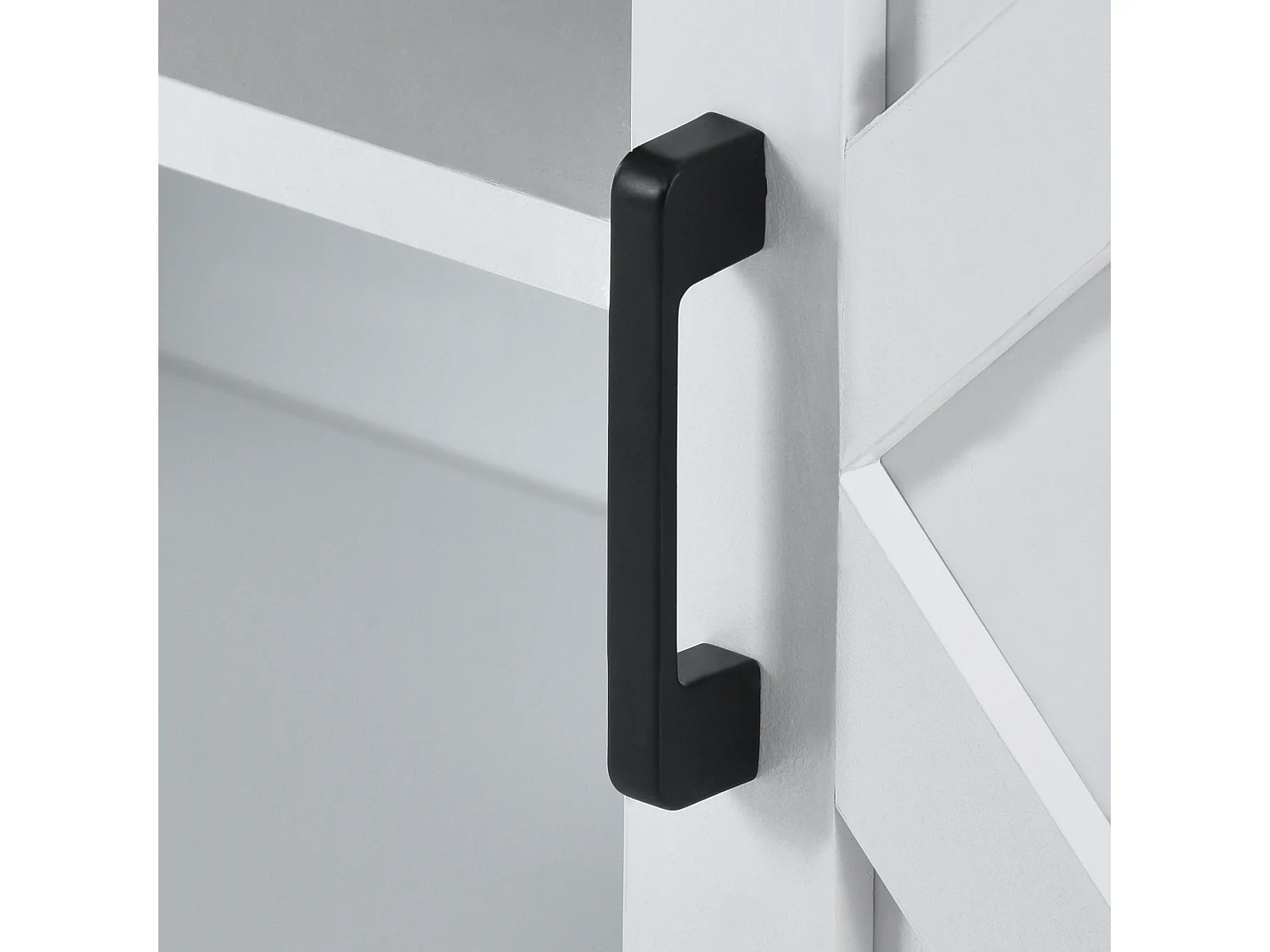 Meuble TV moderne - Meuble TV blanc avec 2 portes coulissantes et étagères réglables - pour salon et salle à manger