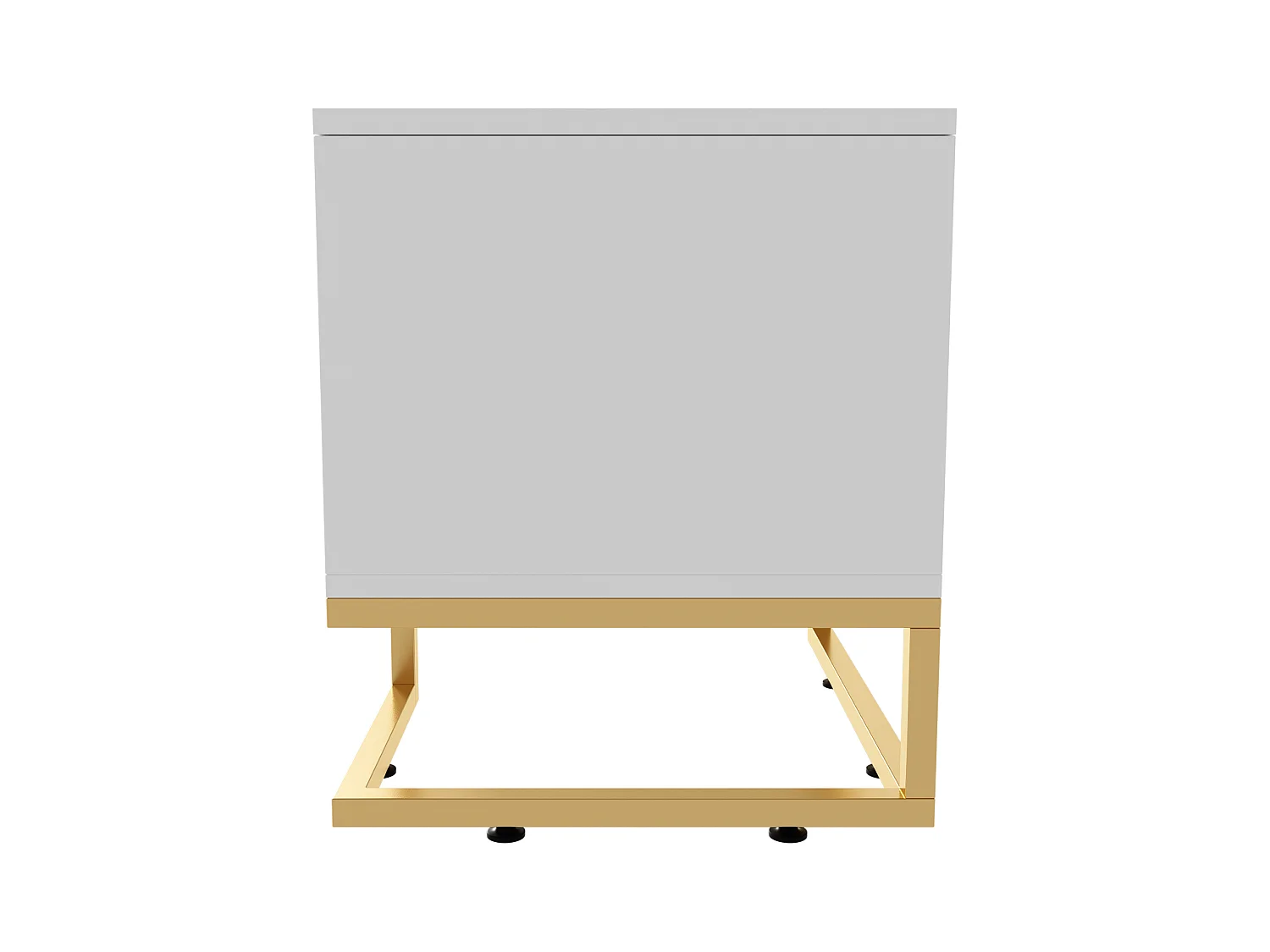 Meuble TV blanc avec 4 portes texturées - Meuble TV de salon - poignées et pieds dorés