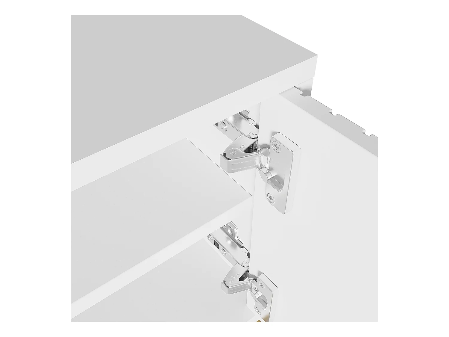 Meuble TV blanc avec 4 portes texturées - Meuble TV de salon - poignées et pieds dorés