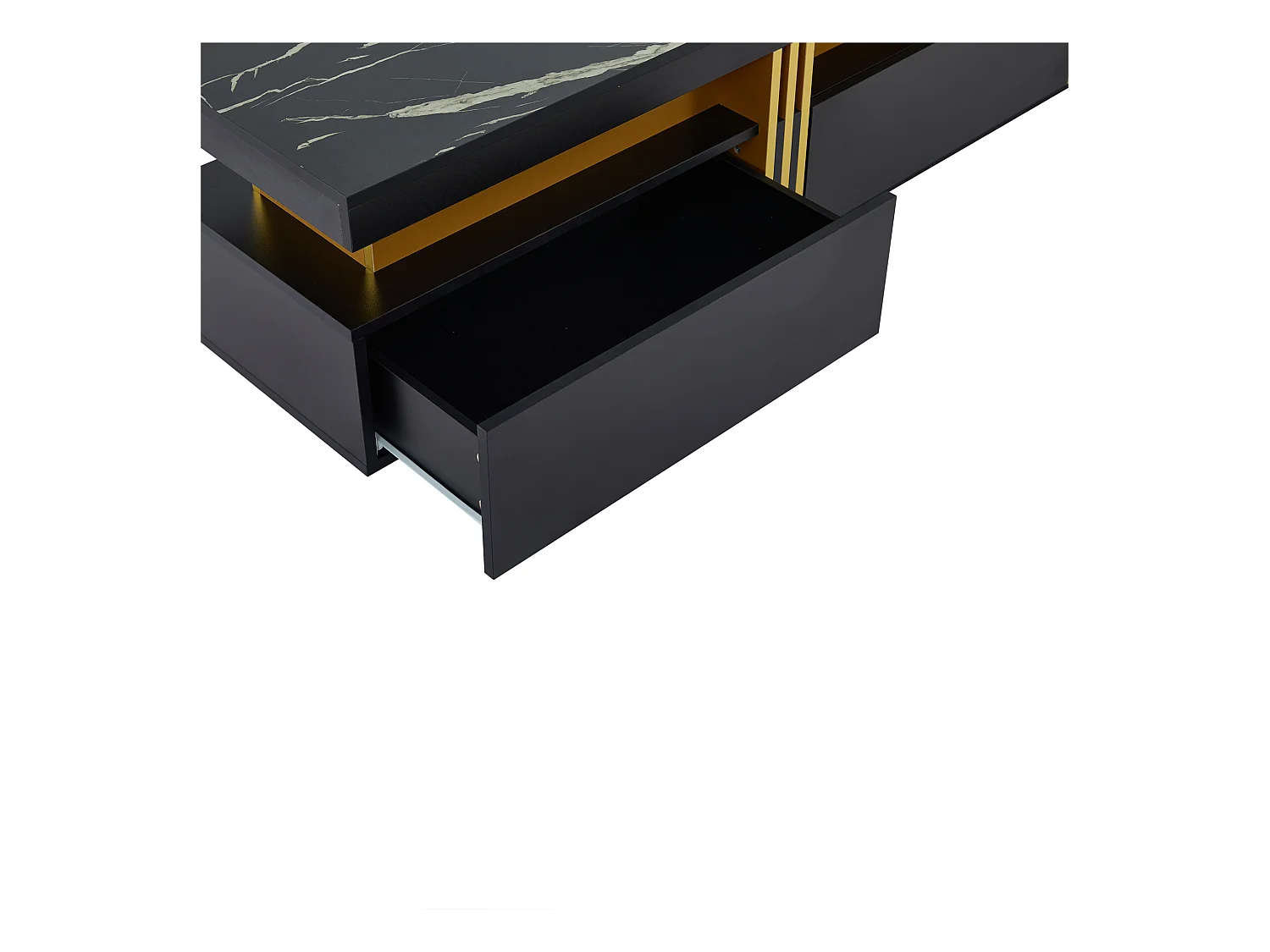 Meuble TV rectangulaire - Meuble TV avec 3 tiroirs individuels et 1 passe-câbles - pour téléviseurs jusqu'à 90 pouces - noir