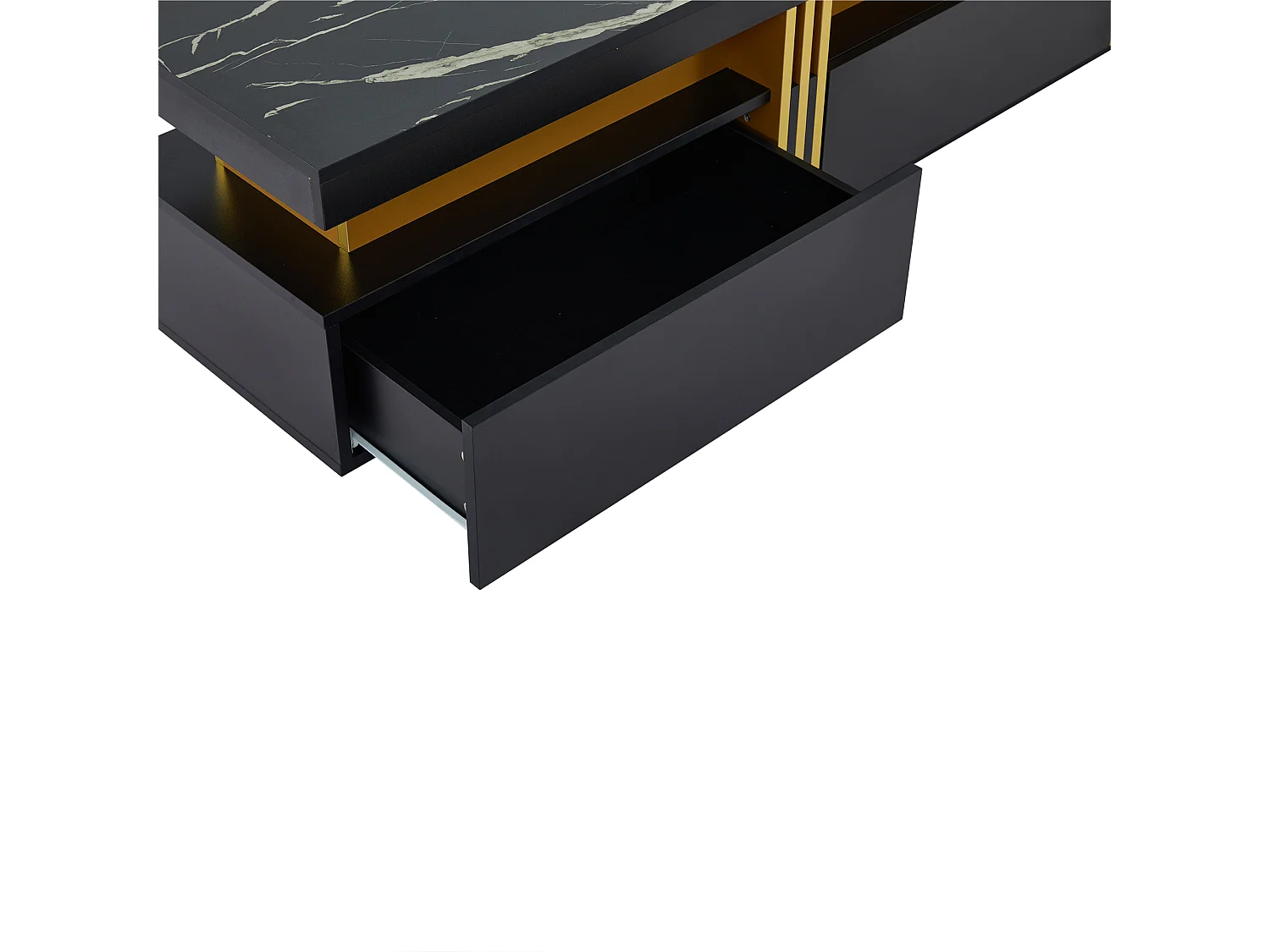 Meuble TV rectangulaire - Meuble TV avec 3 tiroirs individuels et 1 passe-câbles - pour téléviseurs jusqu'à 90 pouces - noir