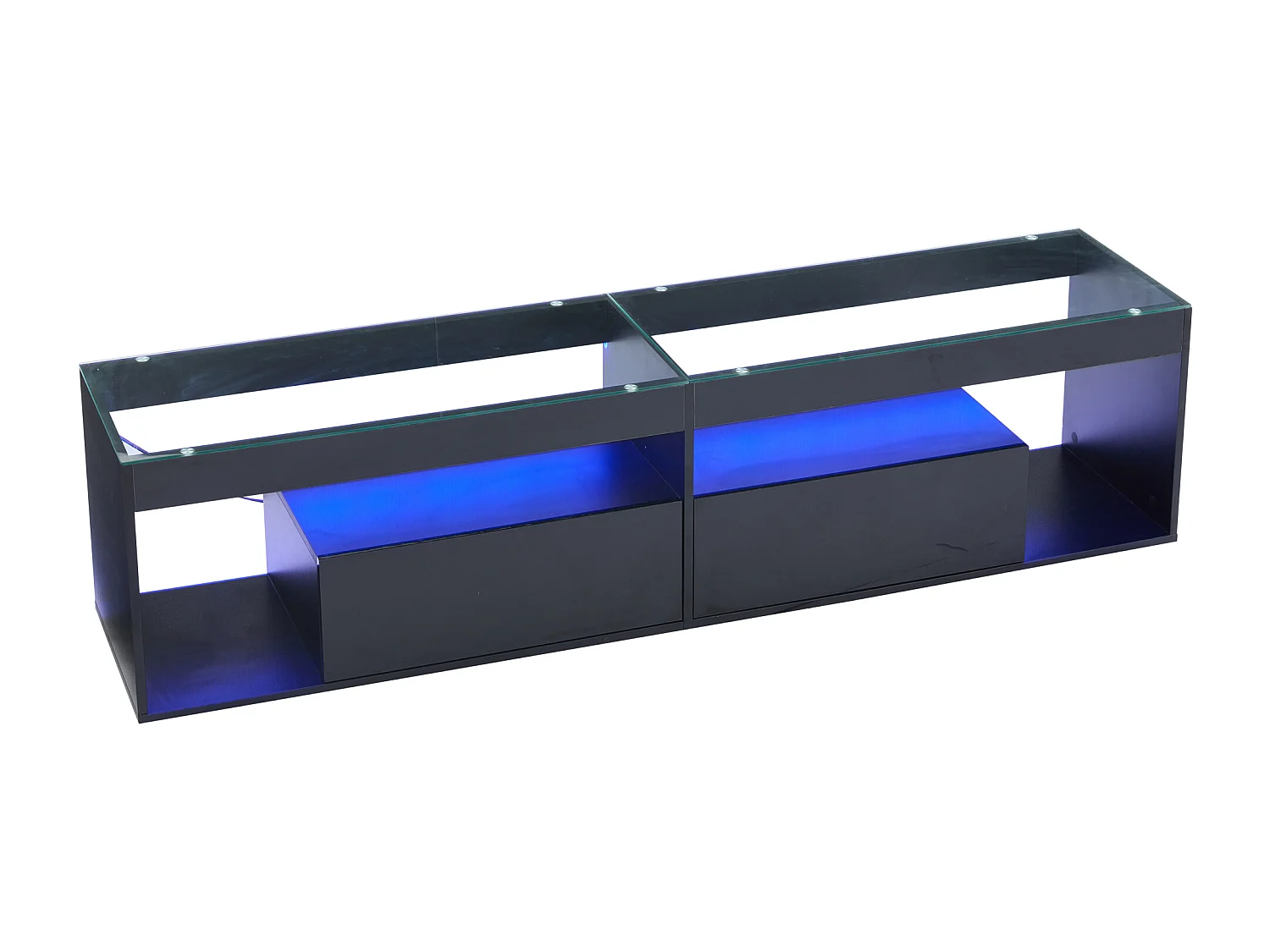 Zwarte TV-kast 180cm - TV-kast met 2 lades en LED-verlichting - geschikt voor 70 inch TV