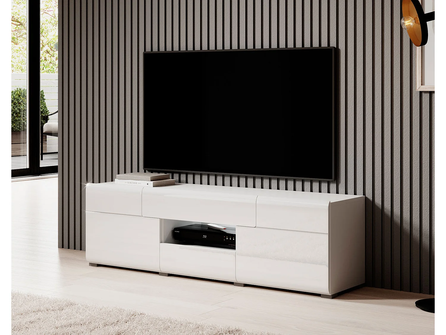 Lowboard Tartu weiß Hochglanz 159 / 39 / 48cm