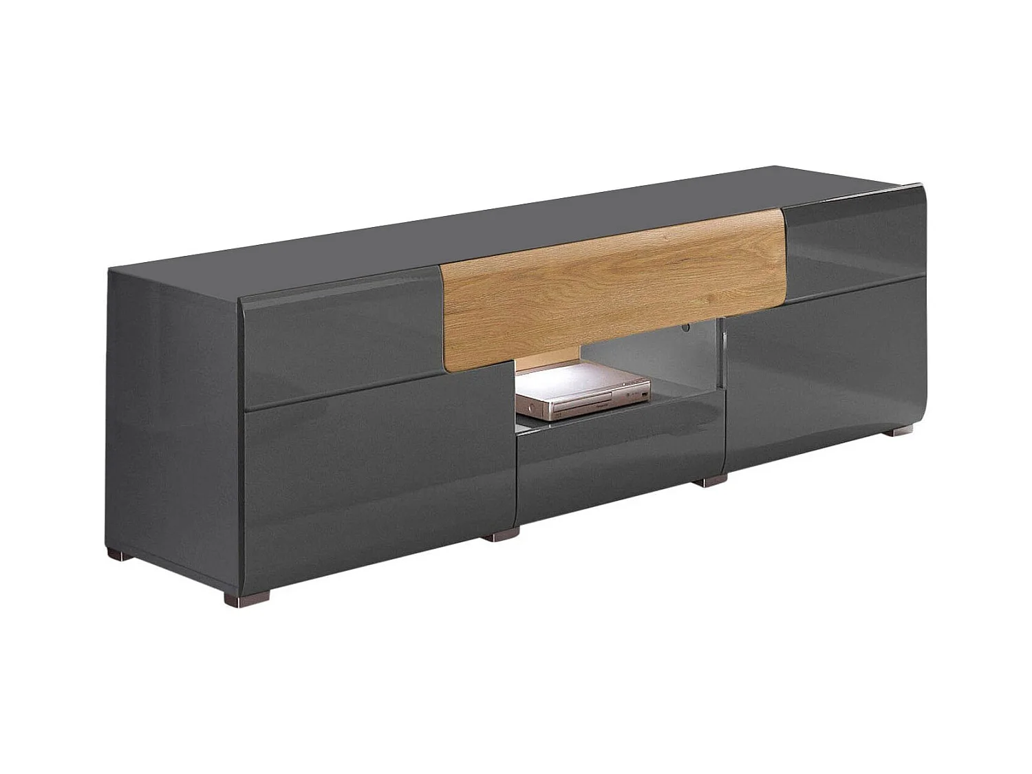 Lowboard Tartu anthrazit Hochglanz / Alteiche 159 / 39 / 48cm