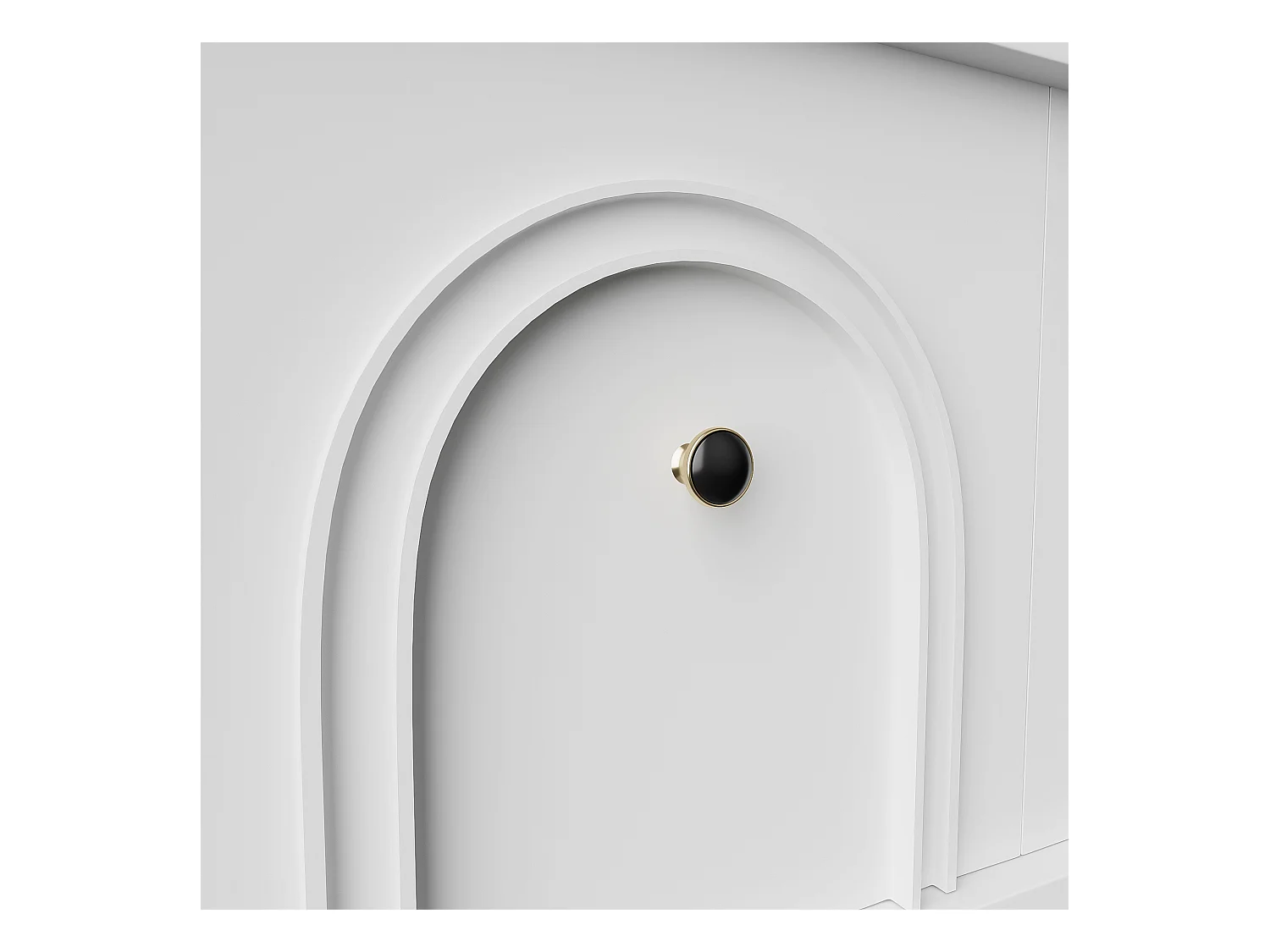 Meuble TV moderne - Meuble TV blanc avec 4 portes cintrées - pieds noirs - pour salon et bureau