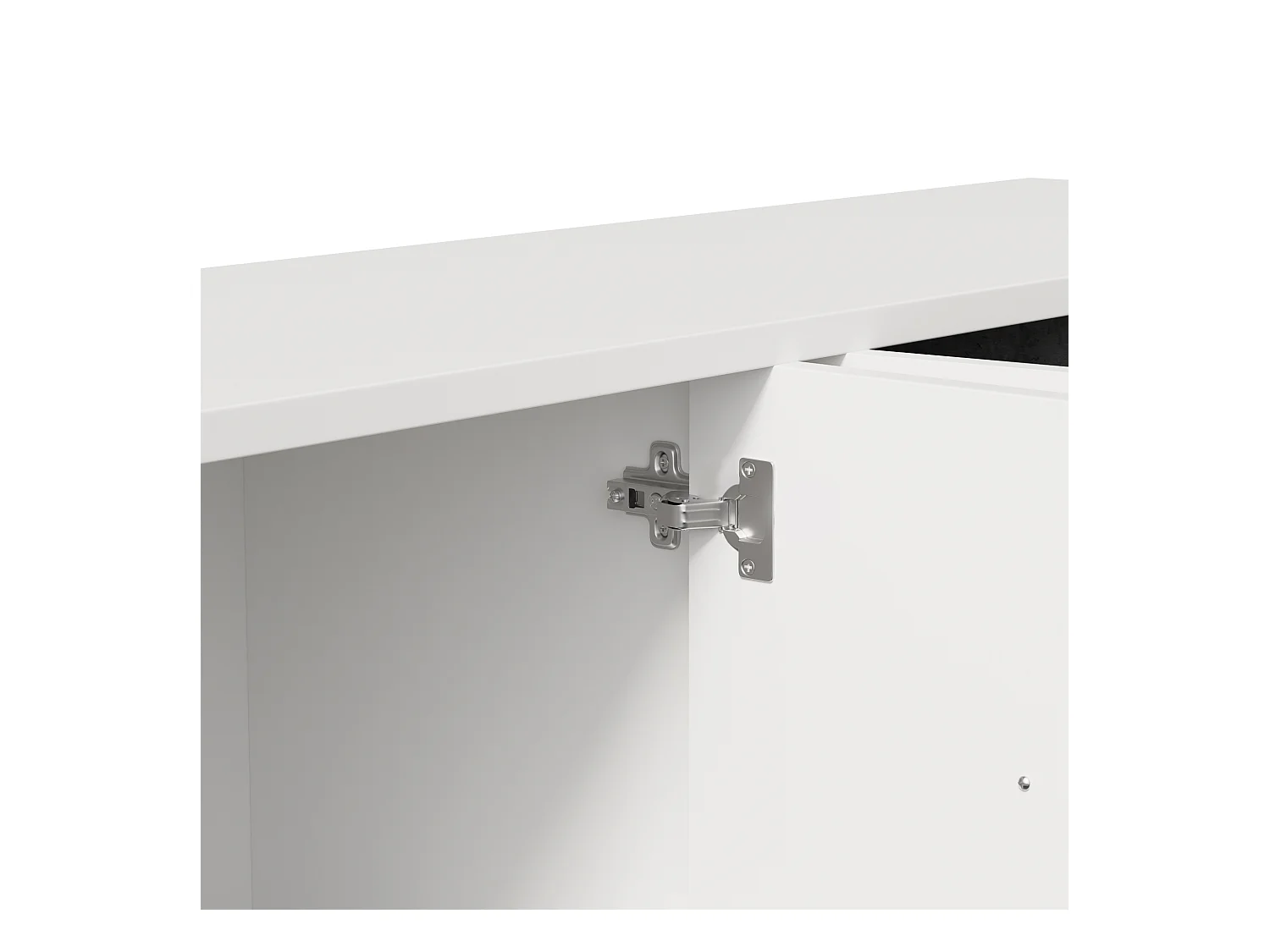 Meuble TV moderne - Meuble TV blanc avec 4 portes cintrées - pieds noirs - pour salon et bureau