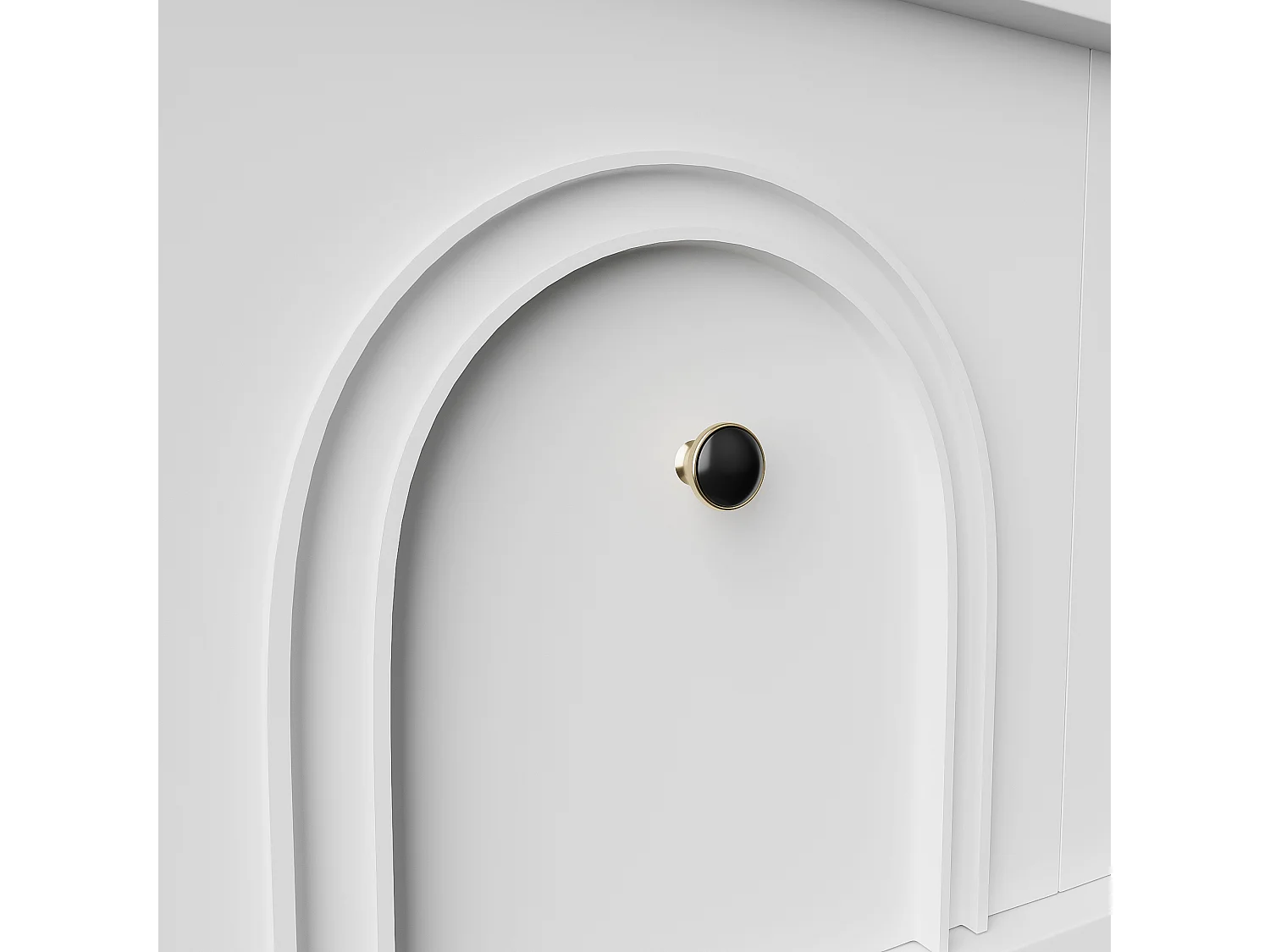 Meuble TV moderne - Meuble TV blanc avec 4 portes cintrées - pieds noirs - pour salon et bureau