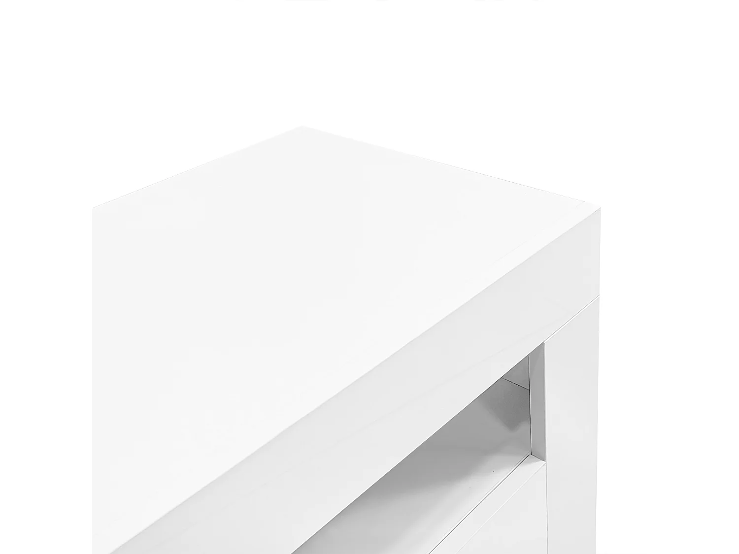 Meuble TV brillant - Meuble TV blanc avec 3 étagères ouverts, 2 portes et 2 tiroirs - éclairage LED