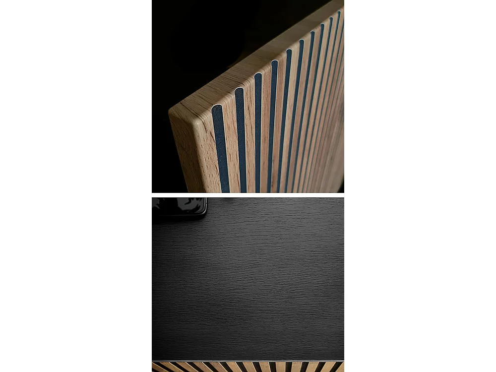 WOHNZIMMER-SET Sento schwarz / Wotan Eiche 3-teilig