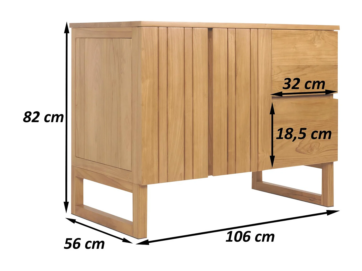 Teak-Waschbeckenunterschrank MCW-M72