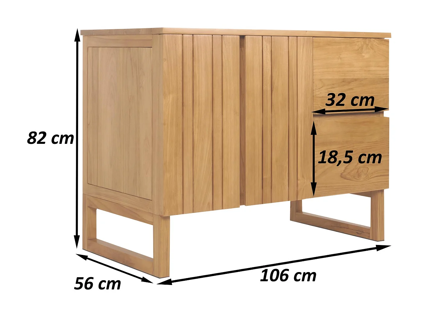 Teak-Waschbeckenunterschrank MCW-M72