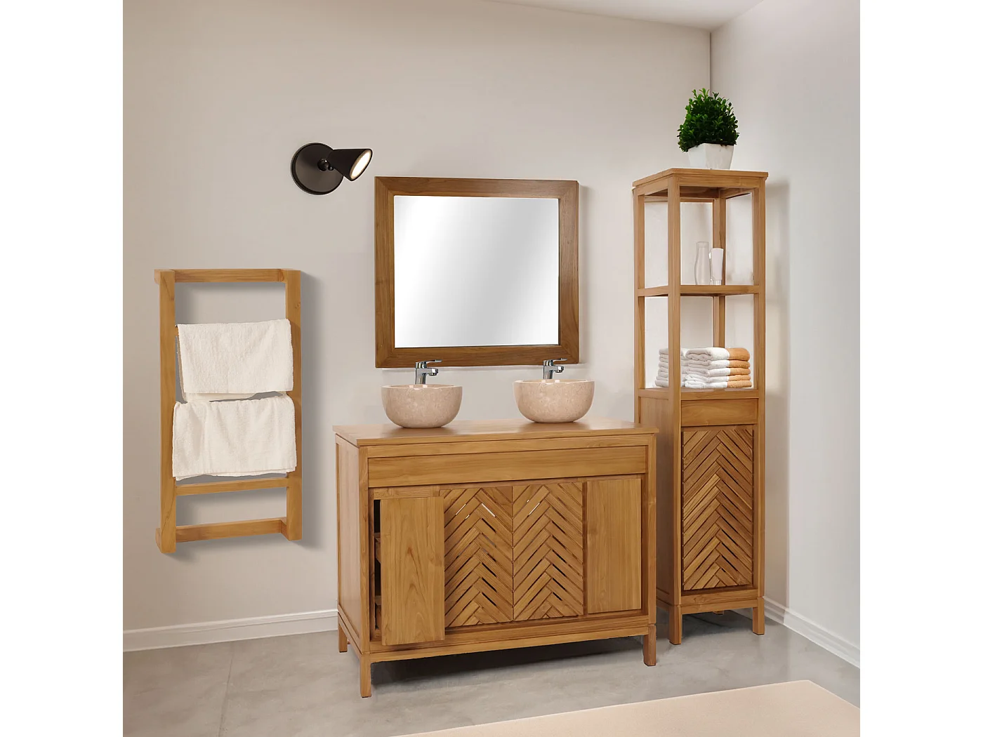 Teak-Waschbeckenunterschrank MCW-M74