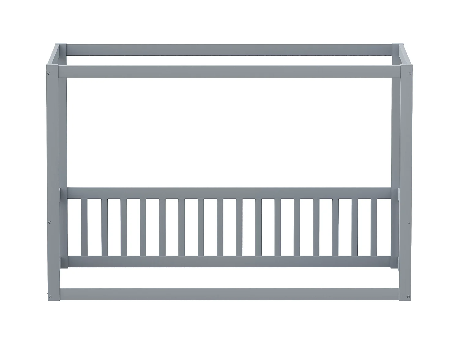 Lit simple 90 x 200 cm - Lit enfant avec cadre de plafond - cadre de lit en bois massif - gris - sans matelas