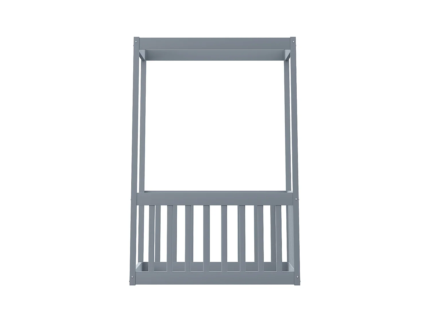 Lit simple 90 x 200 cm - Lit enfant avec cadre de plafond - cadre de lit en bois massif - gris - sans matelas