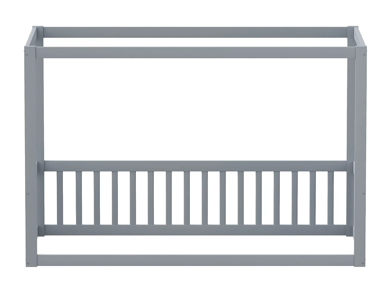 Lit simple 90 x 200 cm - Lit enfant avec cadre de plafond - cadre de lit en bois massif - gris - sans matelas