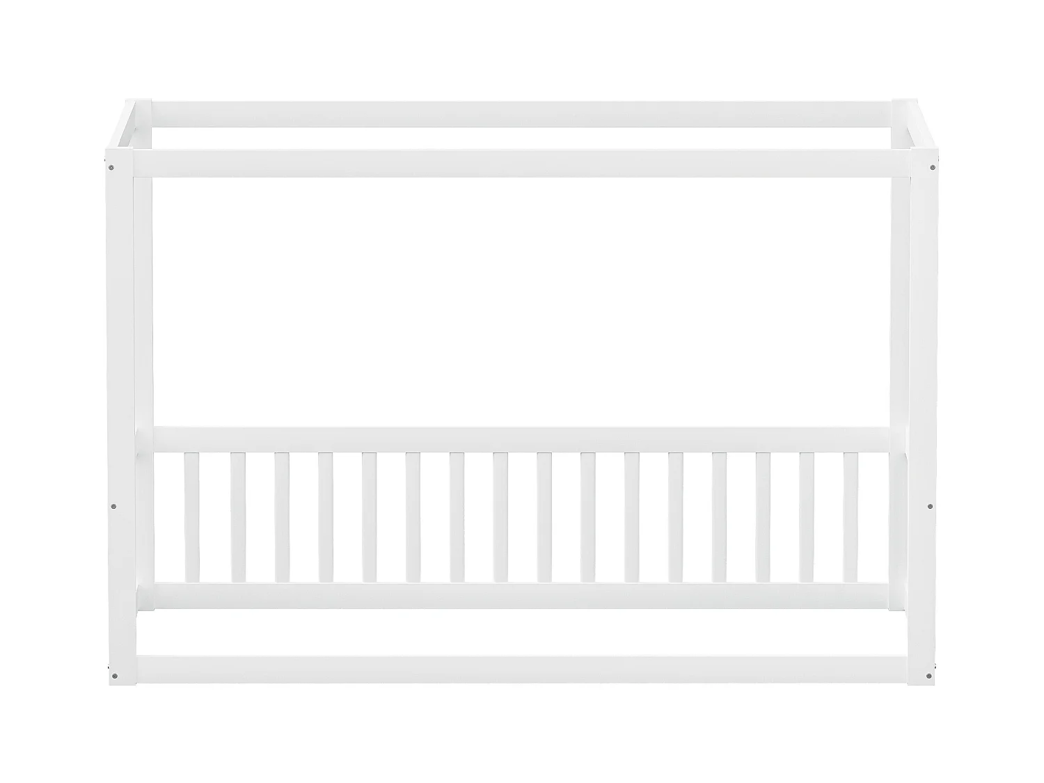 Lit simple 90 x 200 cm - Lit enfant avec cadre de plafond - cadre de lit en bois massif - blanc - sans matelas