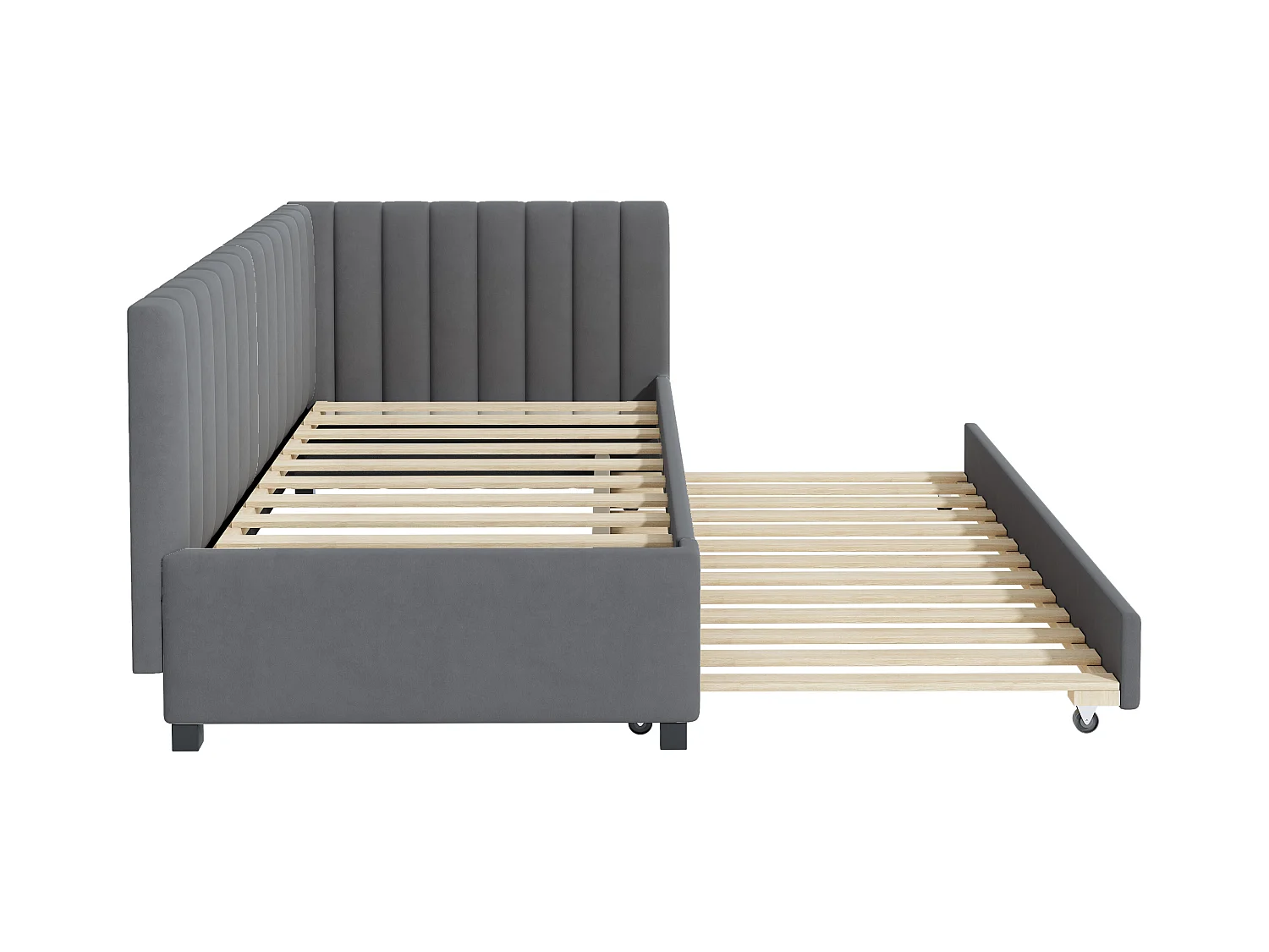 Letto estraibile 90x200 cm - Divano letto con schienale imbottito e rete a doghe - velluto grigio