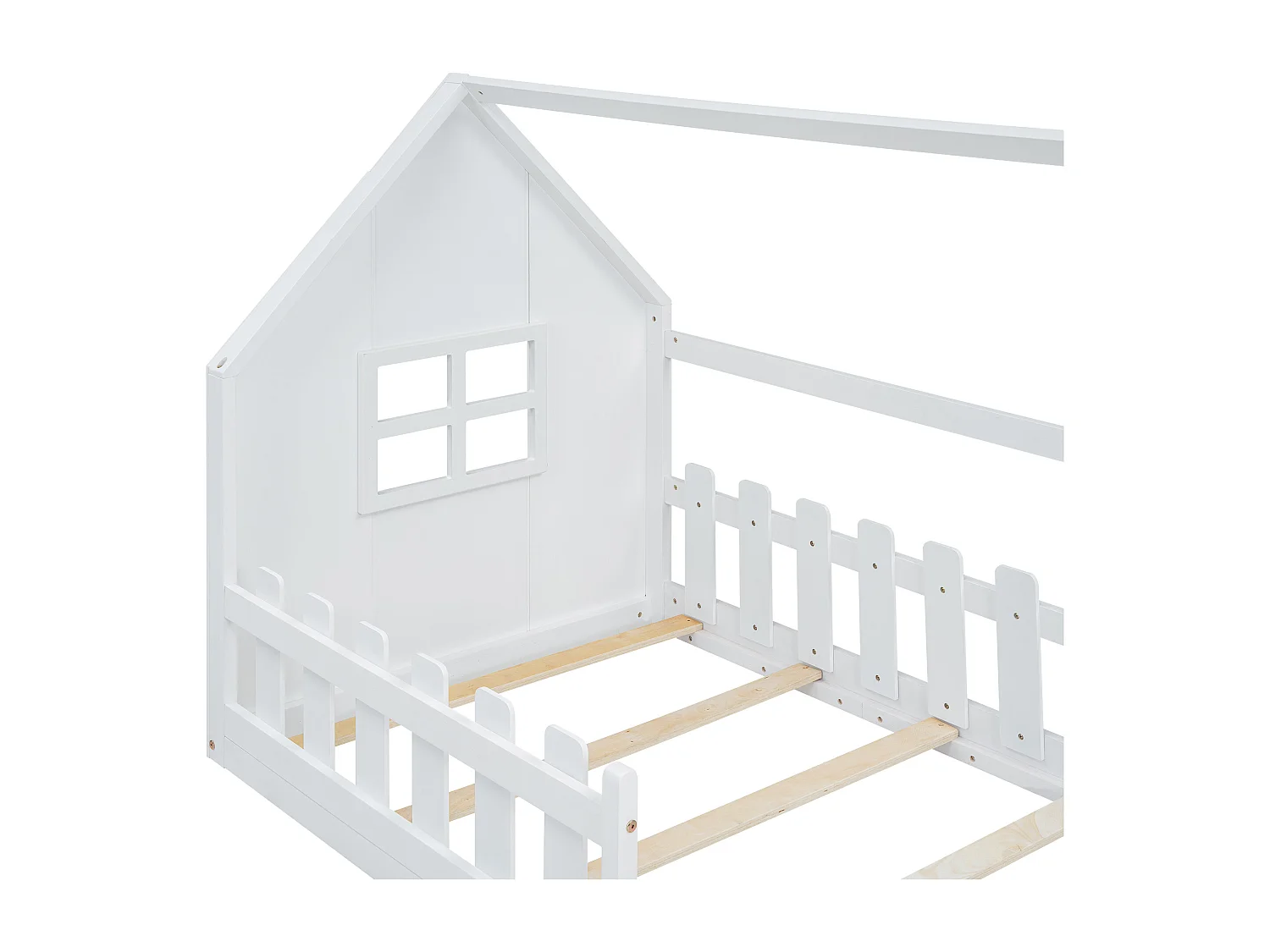 Letto a castello 90x200 cm - Letto per bambini con sponde di sicurezza e rete a doghe - pino e MDF - bianco