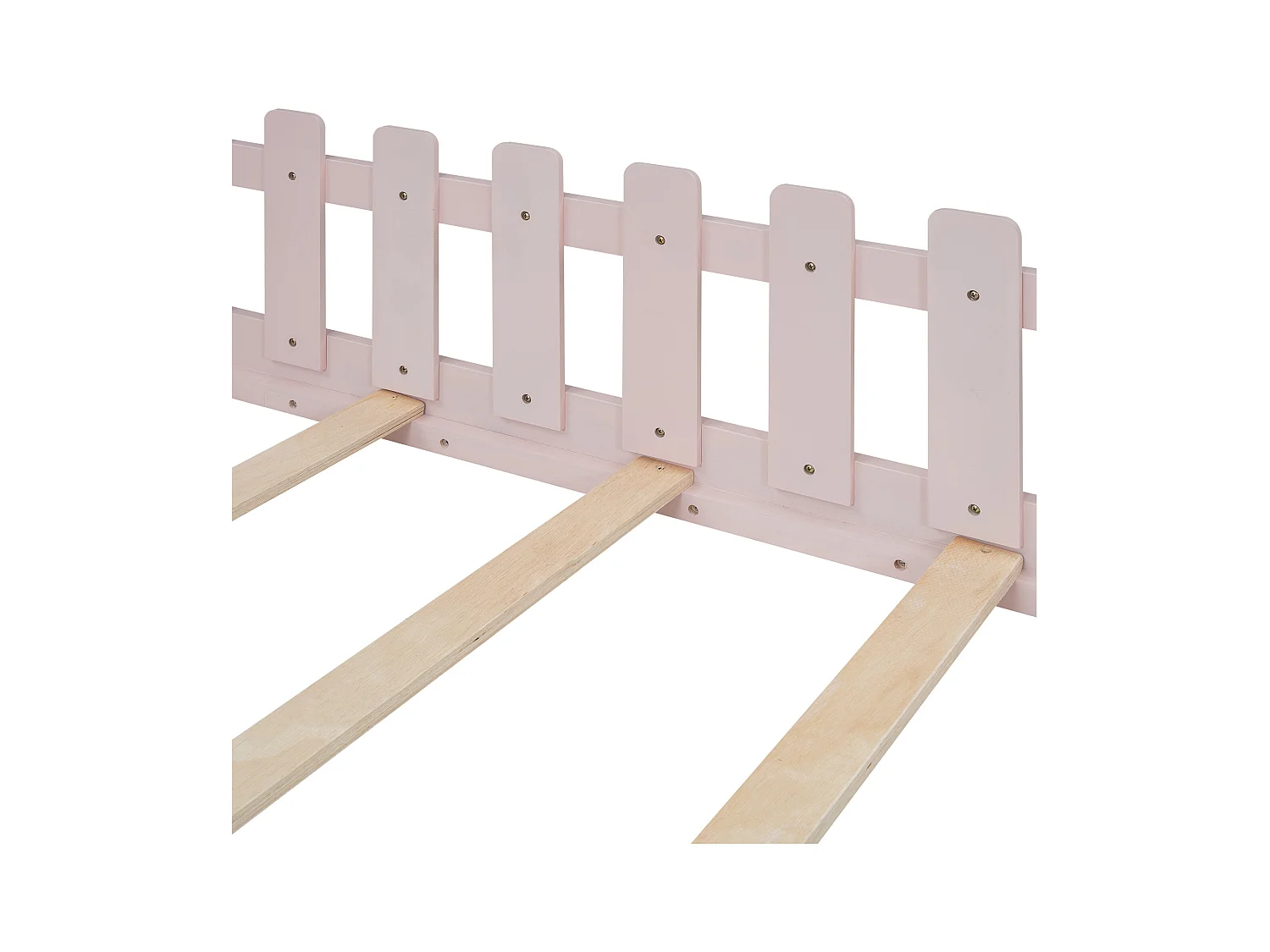 Hochbett 90x200 cm - Kinderbett mit Rausfallschutz und Lattenrost - kiefer und MDF - rosa