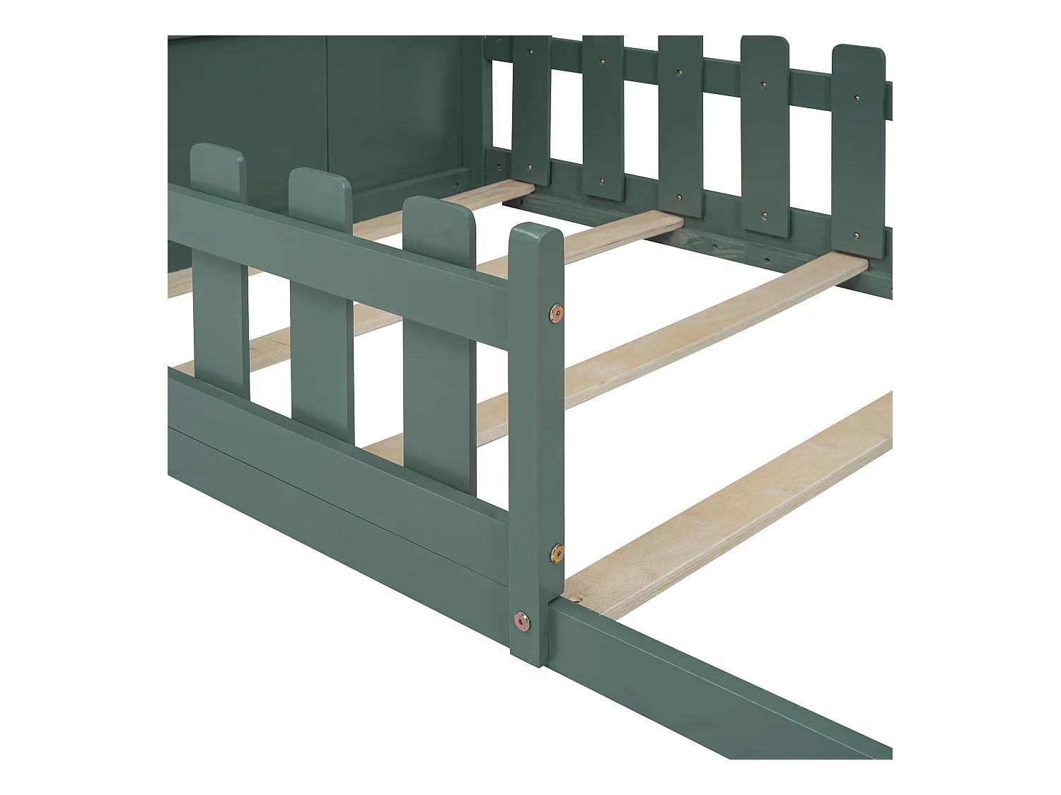 Cama cabina 140x200 cm - Cama infantil con barandillas de seguridad y somier - pino y MDF - verde