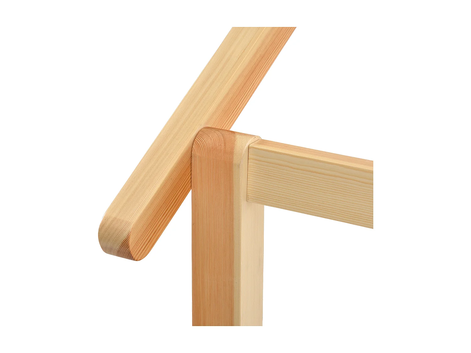 Hochbett 90x200 cm - Kinderbett mit Hausrahmen und Schublade - reines Massivholz - natur