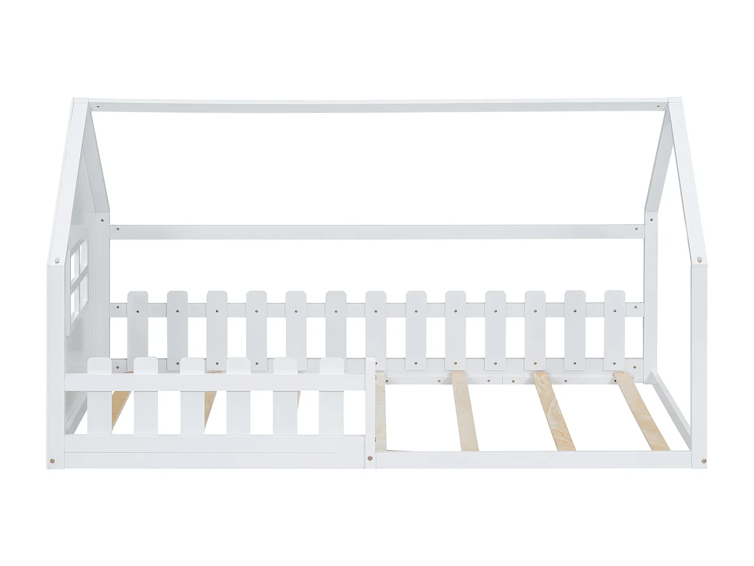 Hochbett 140x200 cm - Kinderbett mit Rausfallschutz und Lattenrost - kiefer und MDF - weiß