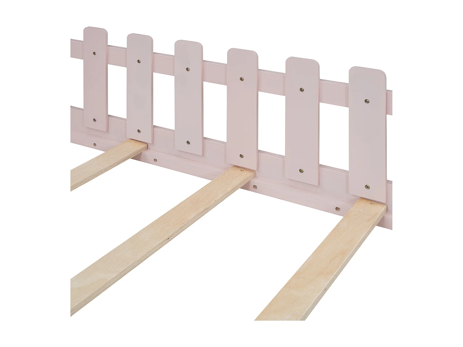 Hochbett 140x200 cm - Kinderbett mit Rausfallschutz und Lattenrost - kiefer und MDF - rosa