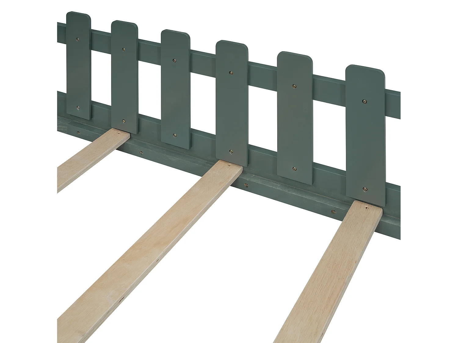 Hochbett 90x200 cm - Kinderbett mit Rausfallschutz und Lattenrost - kiefer und MDF - grün